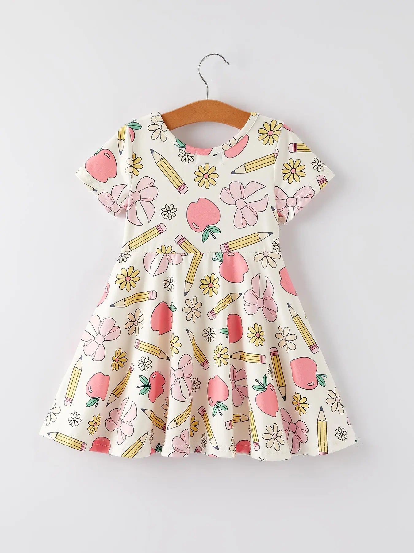 Back to School Apple, Pencil, and Floral Print Girls Dress Rylee Faith Designs Everetts Place: Online Boutique