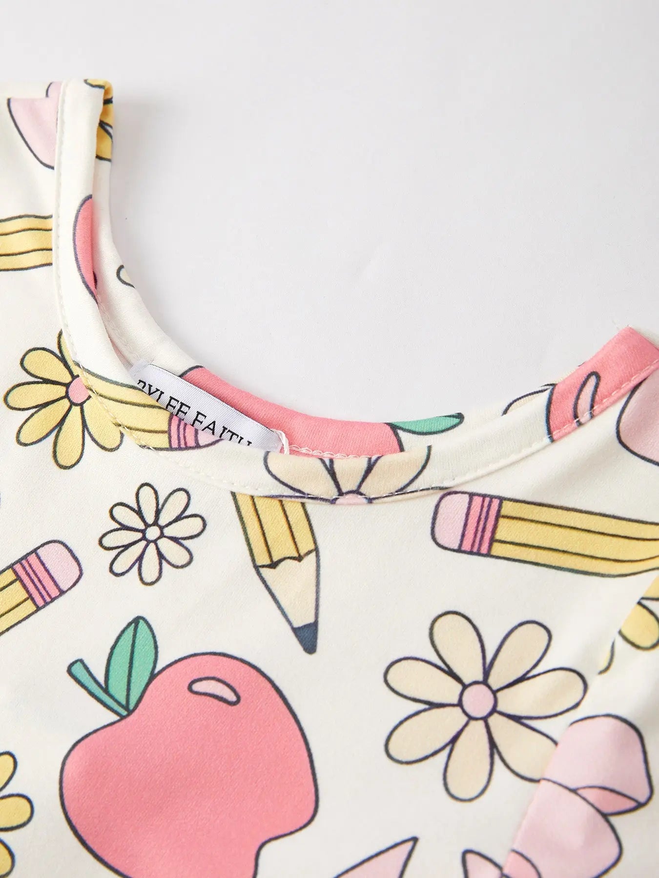 Back to School Apple, Pencil, and Floral Print Girls Dress Rylee Faith Designs Everetts Place: Online Boutique