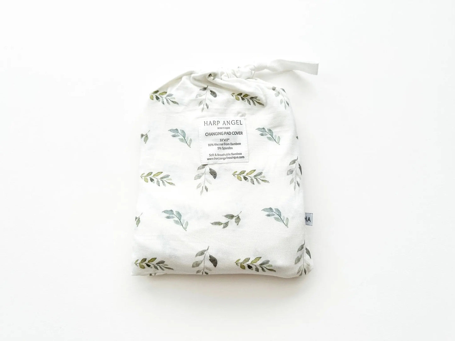 Bamboo Changing Pad Cover - Green Leaves Harp Angel Boutique