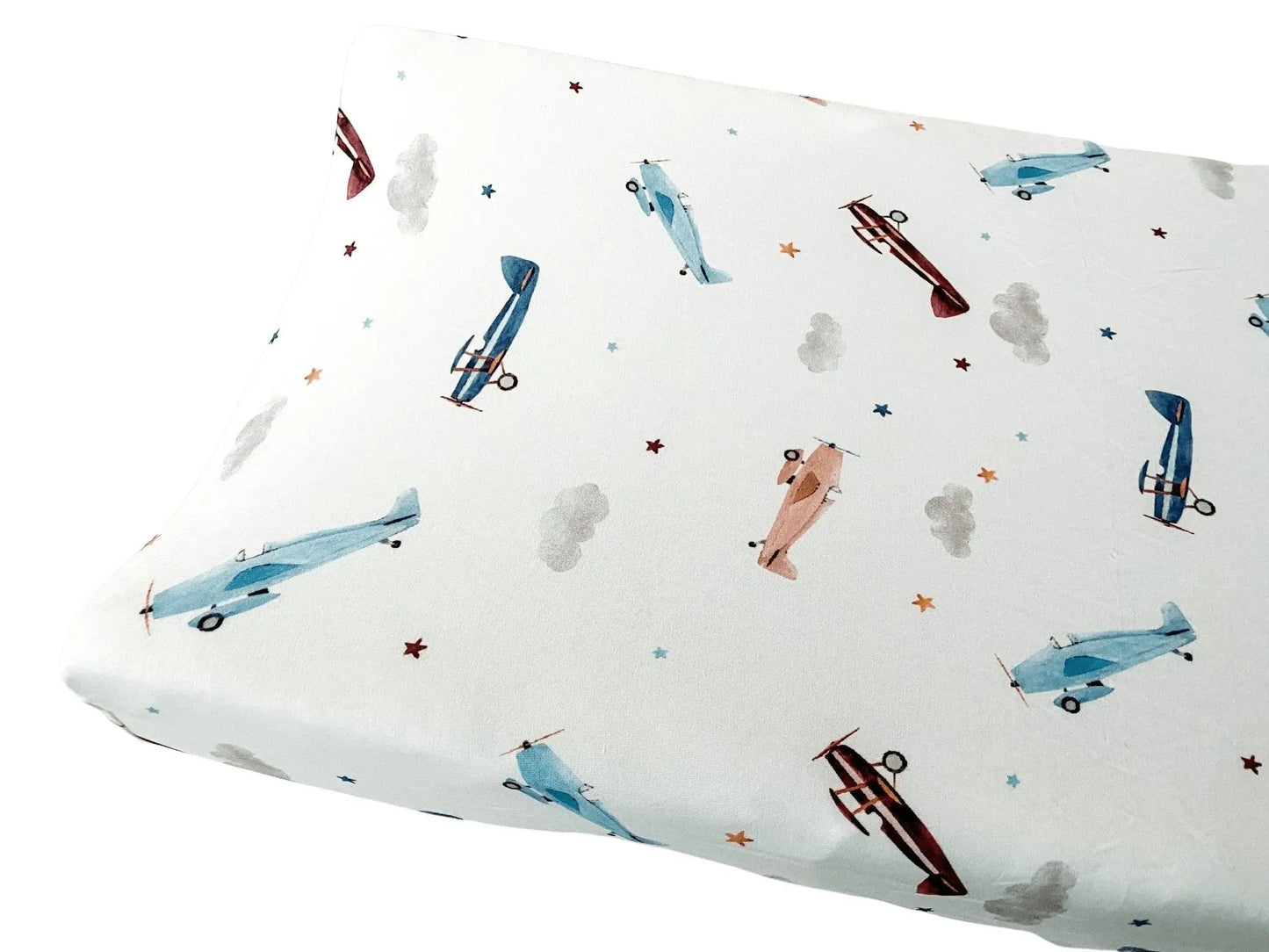Bamboo Changing Pad Cover - Vintage Airplane Harp Angel Boutique