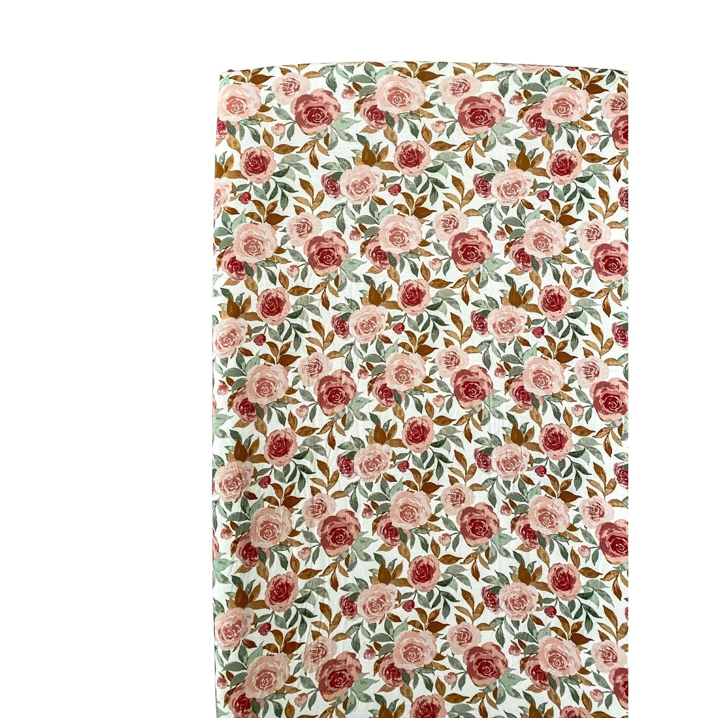 Bamboo Fitted Crib Sheet - Dusty Pink Floral Harp Angel Boutique