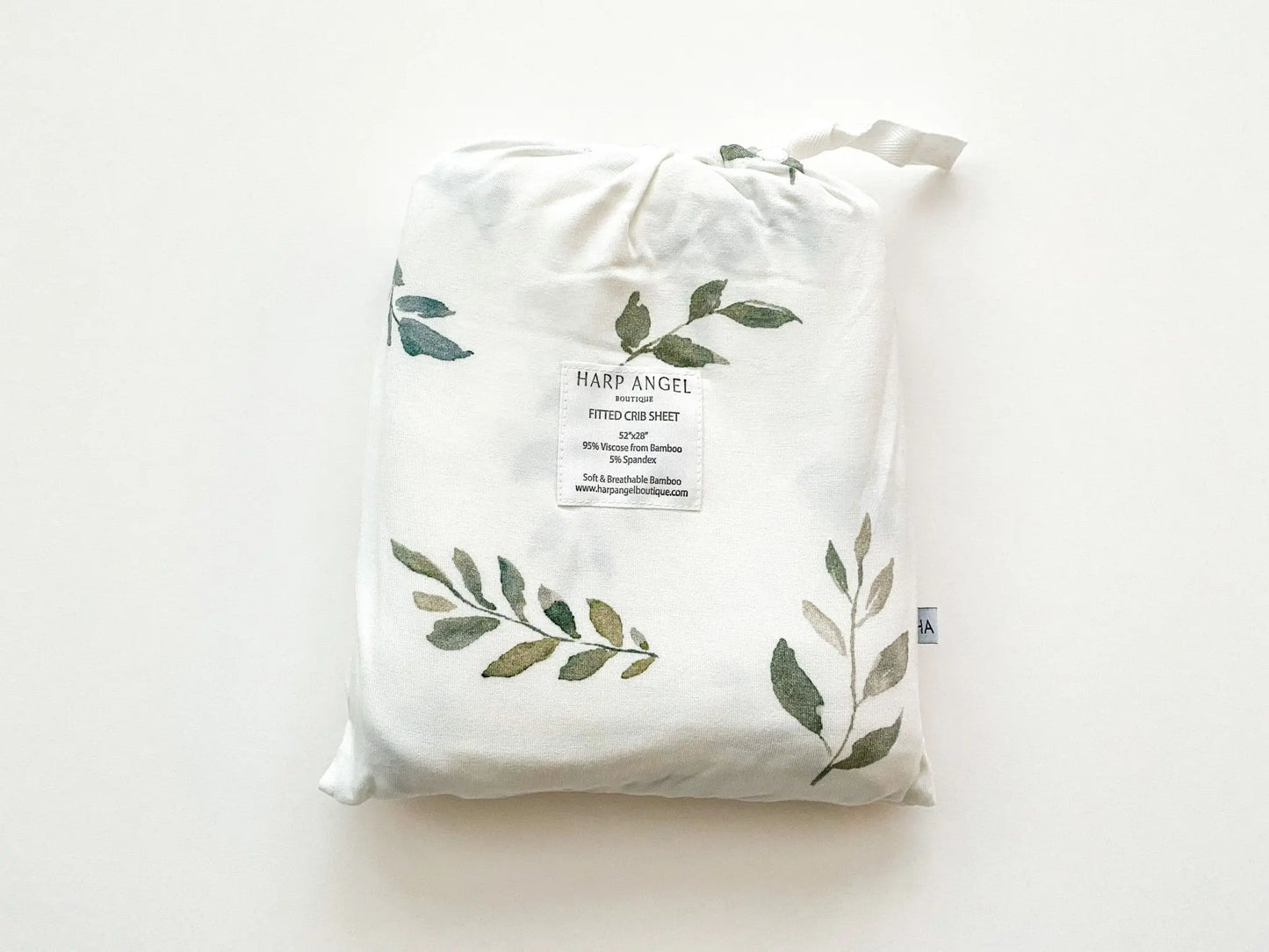 Bamboo Fitted Crib Sheet - Green Leaves Harp Angel Boutique