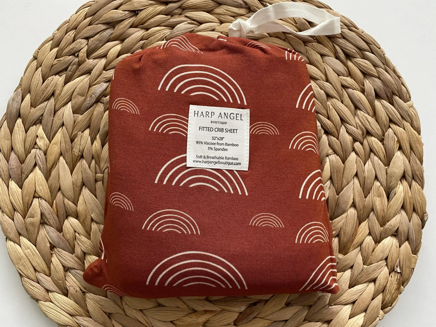 Bamboo Fitted Crib Sheet - Rust Rainbow Harp Angel Boutique