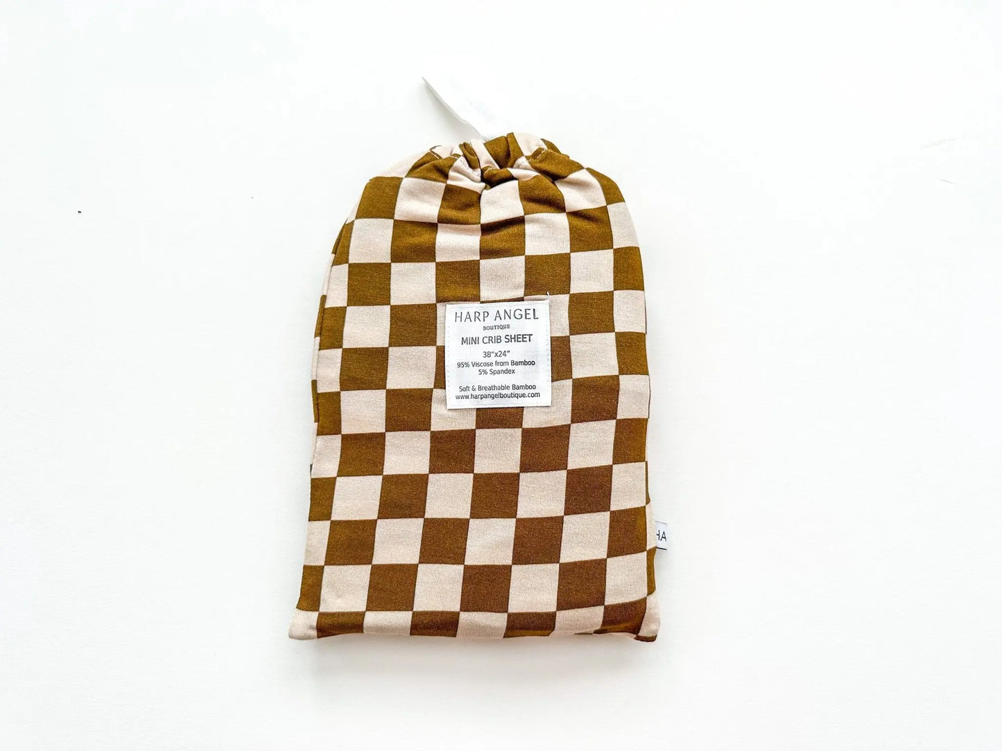 Bamboo Fitted Crib Sheet - Toffee Checkered Harp Angel Boutique