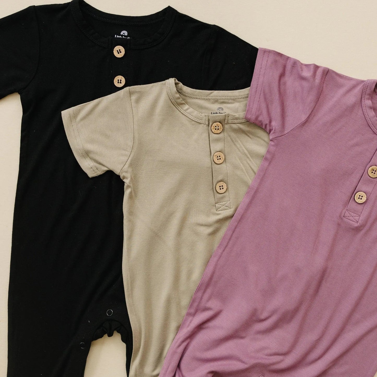 Little Joy Co. Bamboo Henley Romper For Babies Short Sleeve Snaps - Apparel & Accessories > Clothing > Baby & Toddler Clothing > Baby One-Pieces clothes
