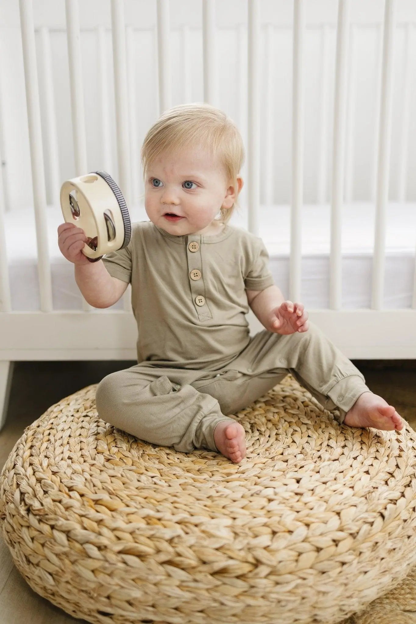 Little Joy Co. Bamboo Henley Romper For Babies Short Sleeve Snaps - Apparel & Accessories > Clothing > Baby & Toddler Clothing > Baby One-Pieces clothes