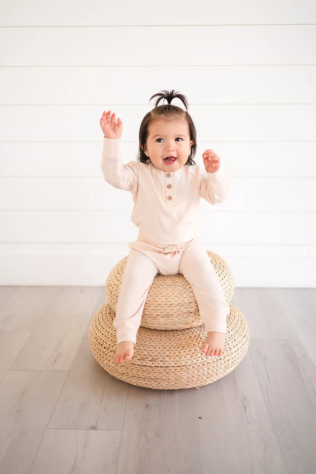 Bamboo Long Sleeve Shirt - Blush Ribbed Harp Angel Boutique