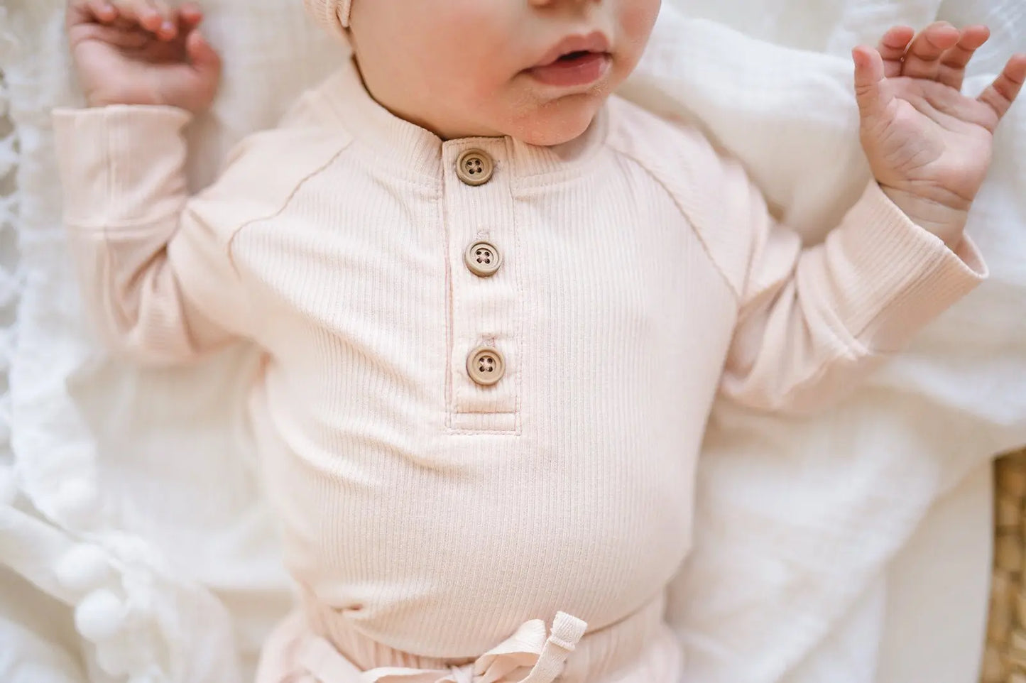 Bamboo Long Sleeve Shirt - Blush Ribbed Harp Angel Boutique