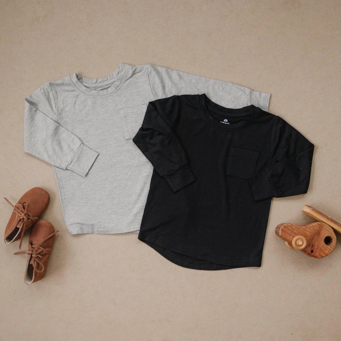 Little Joy Co. Bamboo Pocket Tee Long Sleeve Baby And Toddler Six Colors -