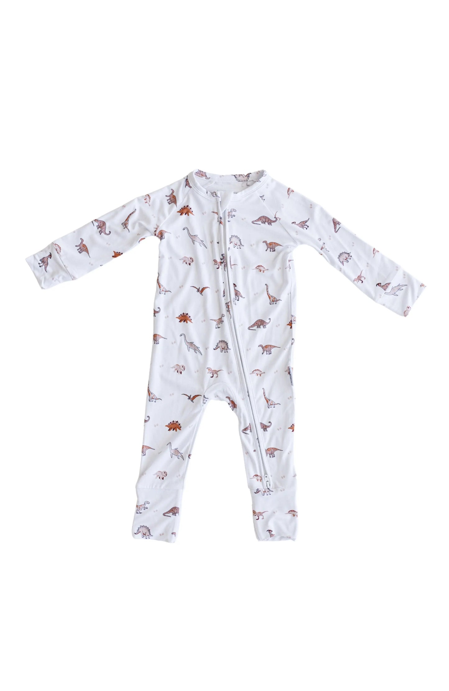 Bamboo Romper Neutral Dinosaurs Convertible Cuffs Snug Fit Charlie Lou Baby Everetts Place: Online Boutique