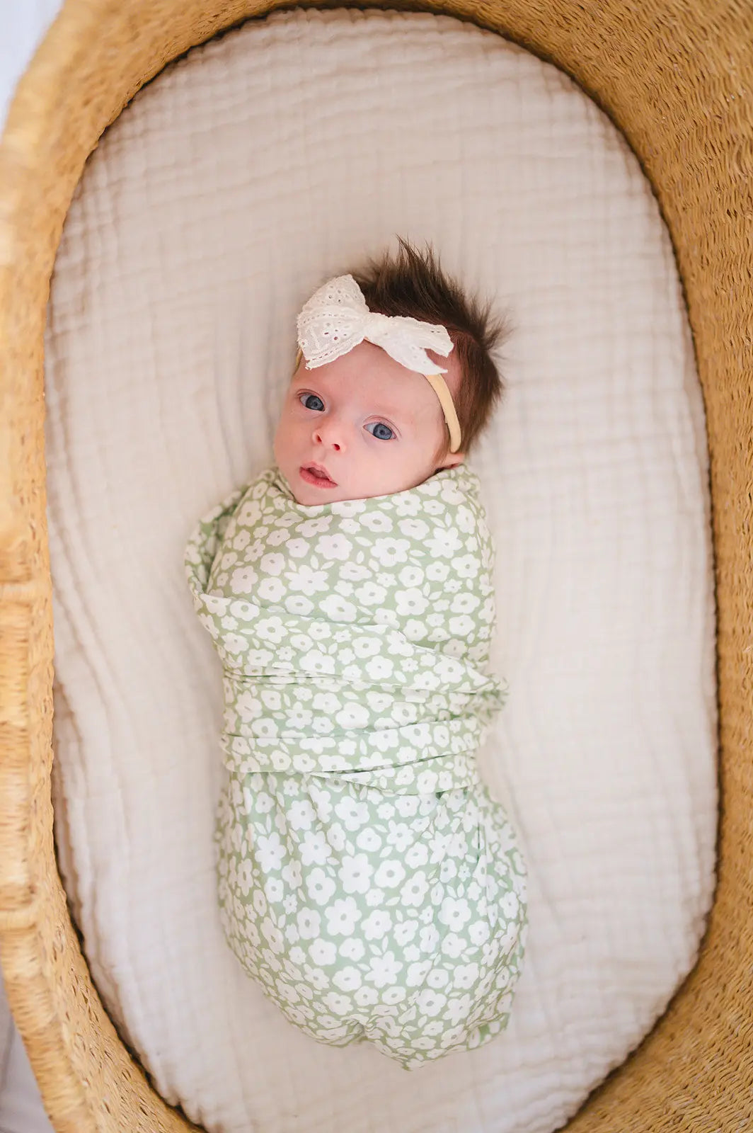 Bamboo Stretch Swaddle - Sage Ditsy Floral Harp Angel Boutique