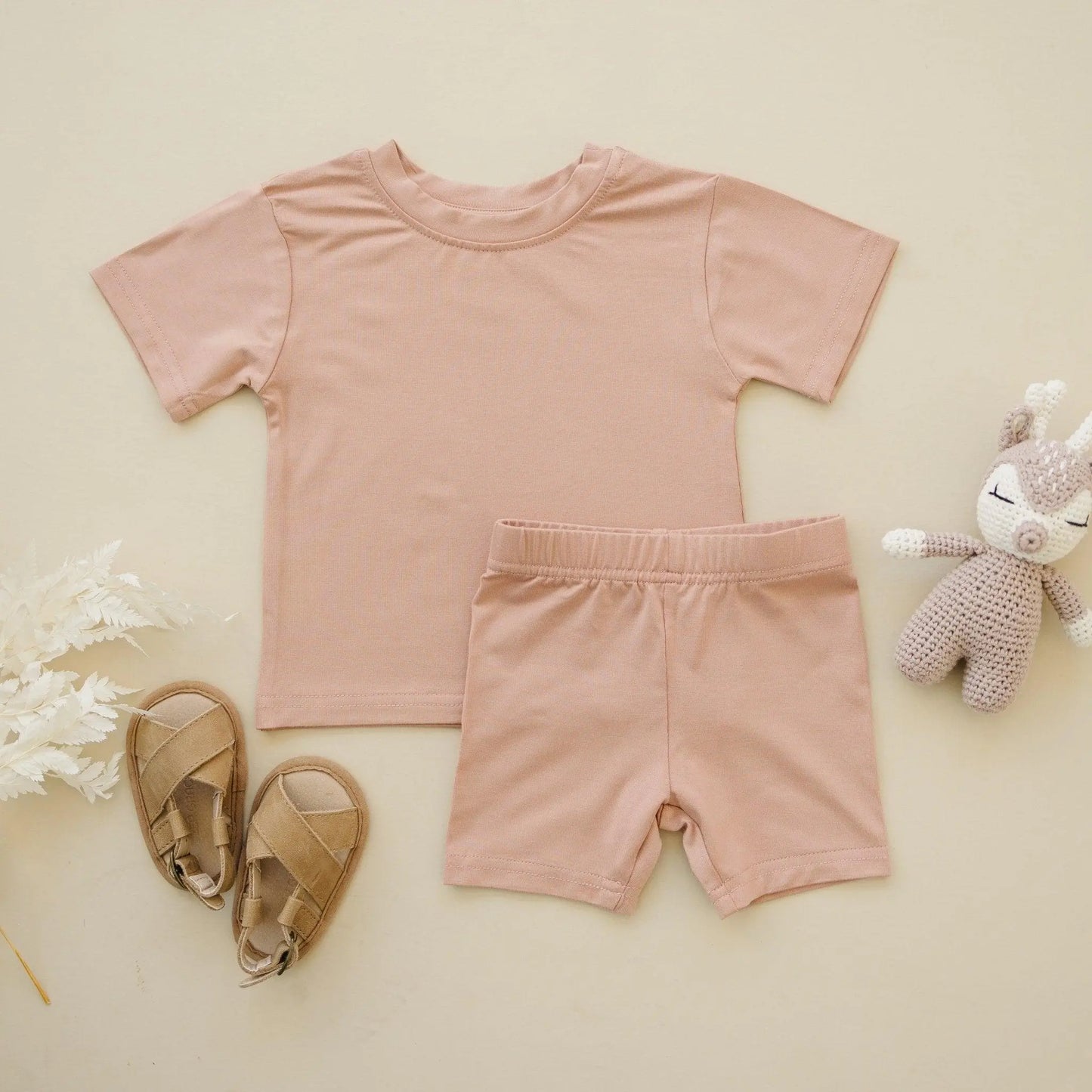Little Joy Co. Bamboo Tee and Bike Shorts Set Sold Separates for Mix - Apparel & Accessories > Clothing > Baby & Toddler Clothing > Baby & Toddler Outfits