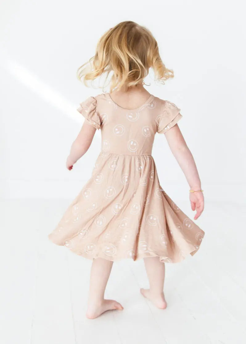 Bamboo Twirl Dress For Girls With Bodysuit Underlay Charlie Lou Baby Everetts Place: Online Boutique