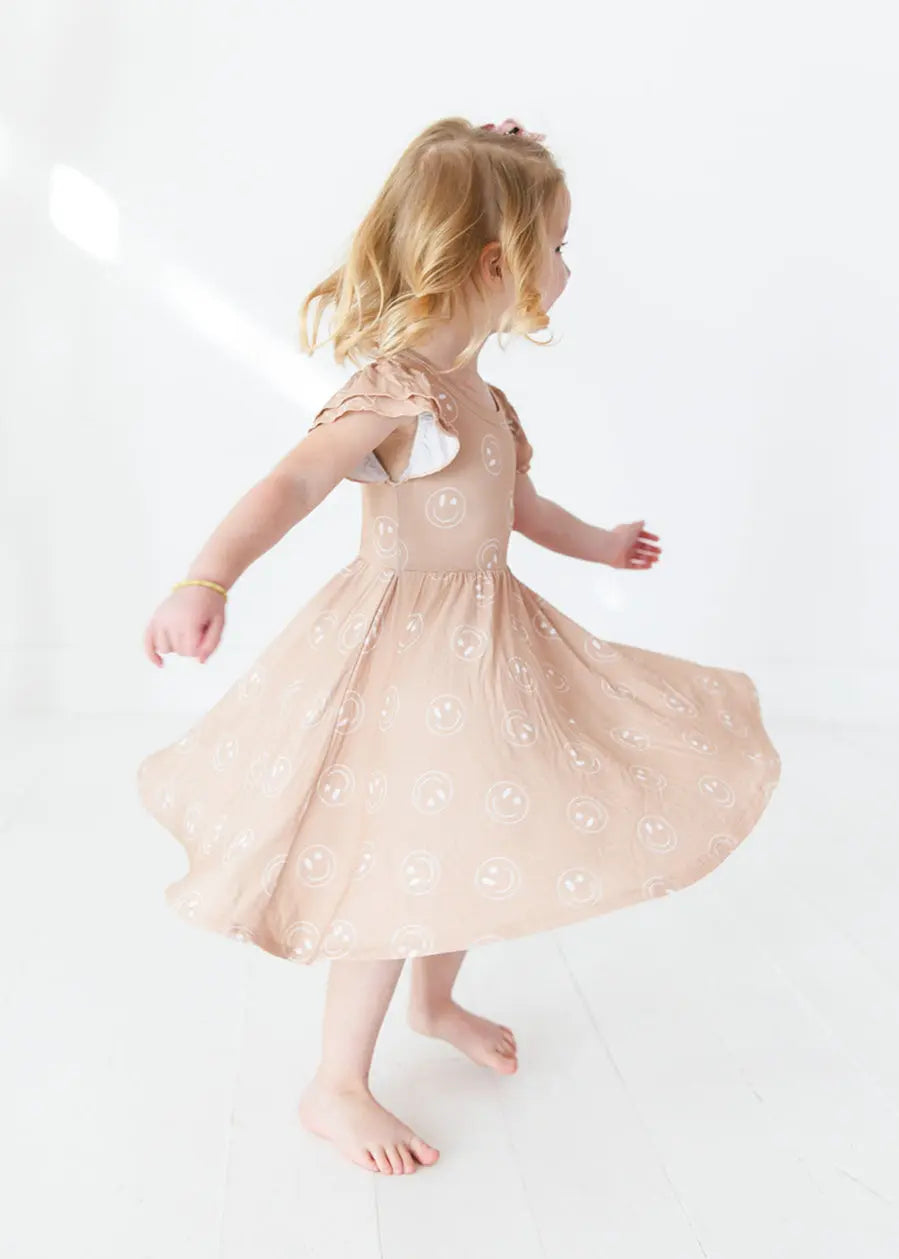 Bamboo Twirl Dress For Girls With Bodysuit Underlay Charlie Lou Baby Everetts Place: Online Boutique