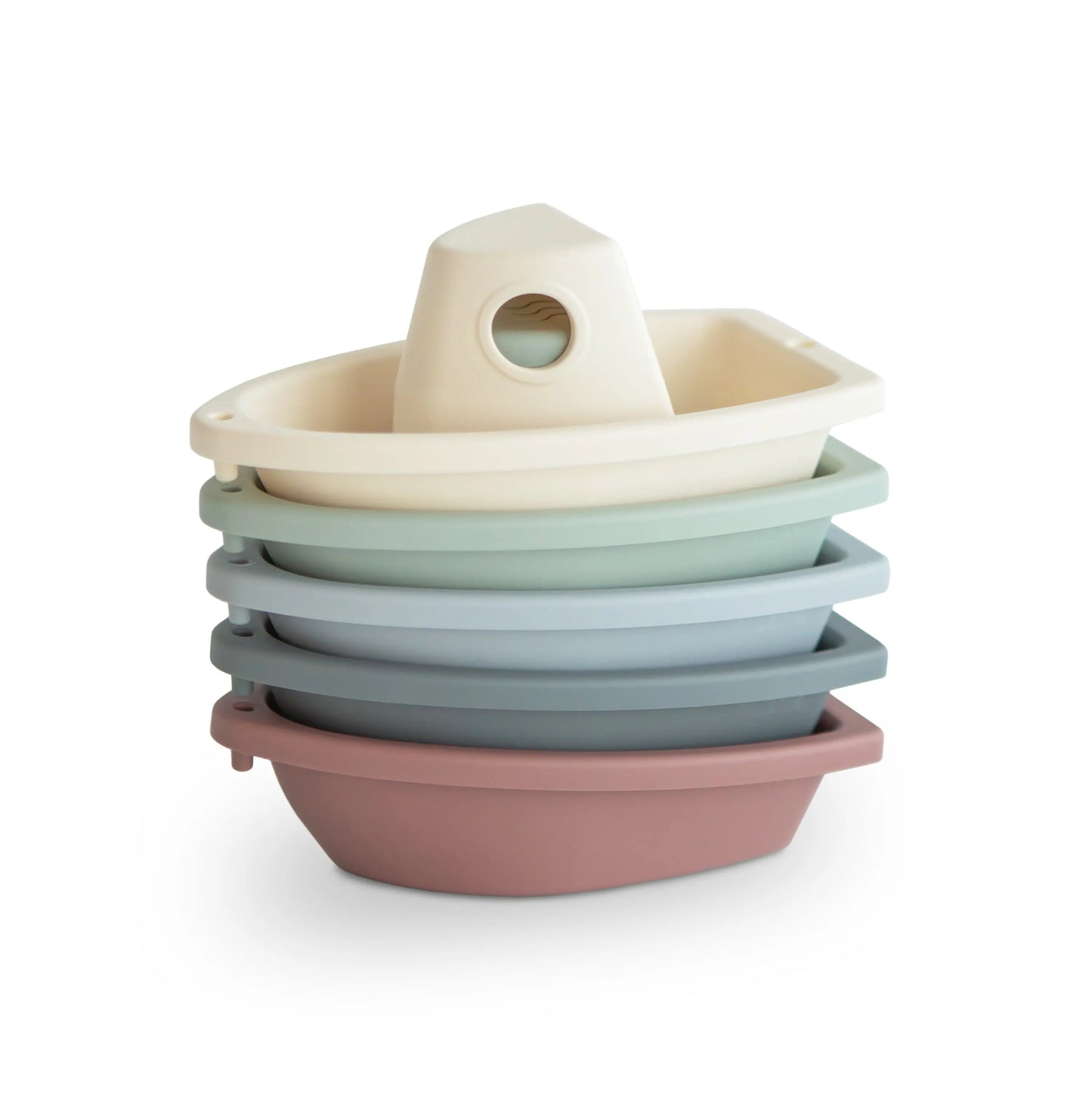 Stackable Bath Boats Set of Five for Independent Play in the Bathtub Mushie