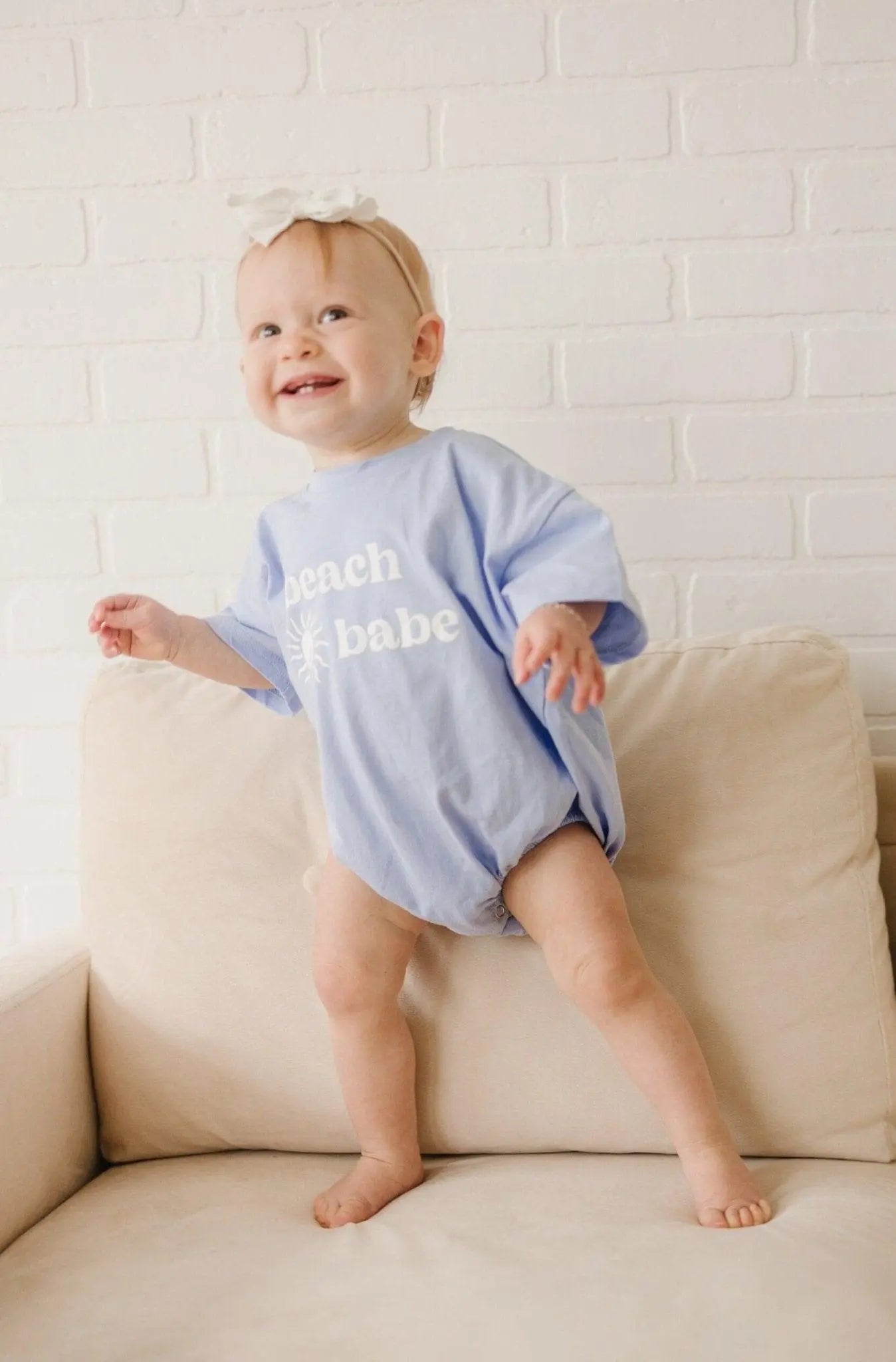 Little Joy Co. Beach Babe Cotton T Shirt Romper Snaps At Crotch Colors - Apparel & Accessories > Clothing > Baby & Toddler Clothing > Baby & Toddler Outfits