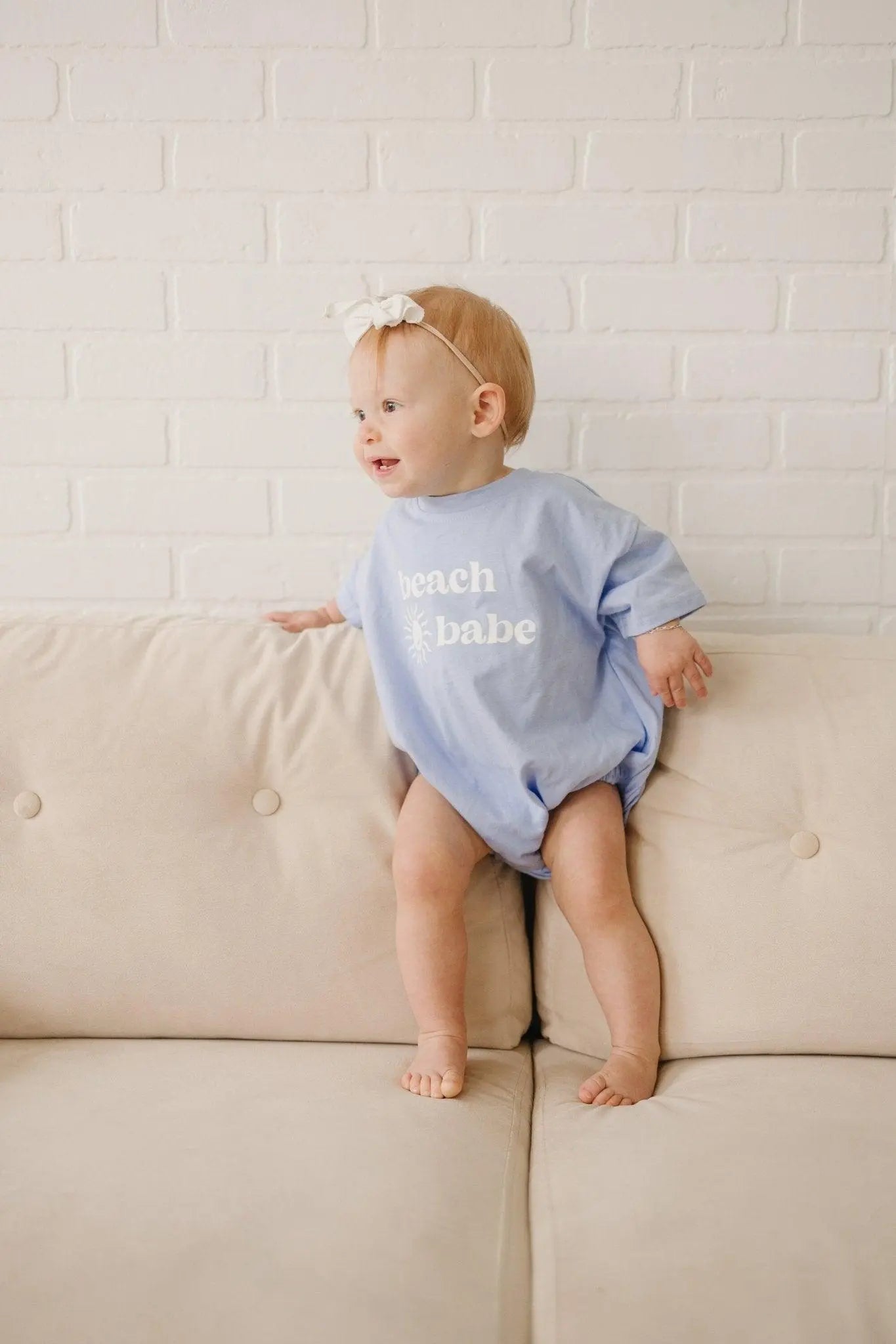 Little Joy Co. Beach Babe Cotton T Shirt Romper Snaps At Crotch Colors - Apparel & Accessories > Clothing > Baby & Toddler Clothing > Baby & Toddler Outfits