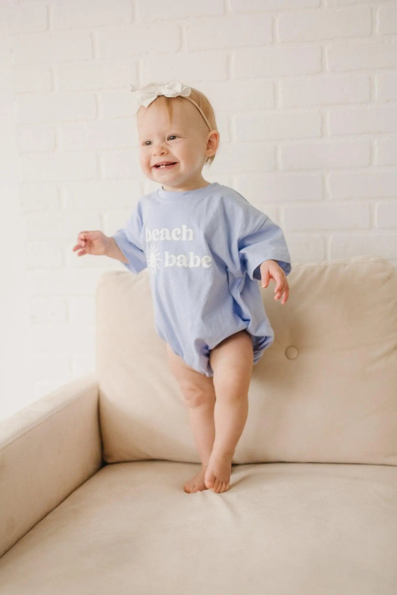 Little Joy Co. Beach Babe Cotton T Shirt Romper Snaps At Crotch Colors - Apparel & Accessories > Clothing > Baby & Toddler Clothing > Baby & Toddler Outfits