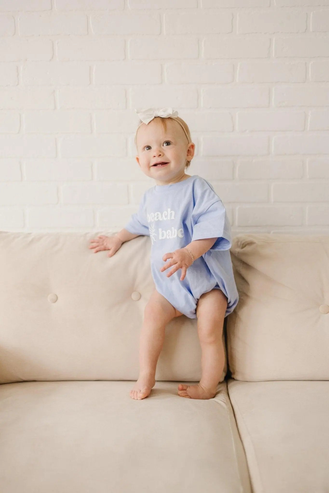 Little Joy Co. Beach Babe Cotton T Shirt Romper Snaps At Crotch Colors - Apparel & Accessories > Clothing > Baby & Toddler Clothing > Baby & Toddler Outfits