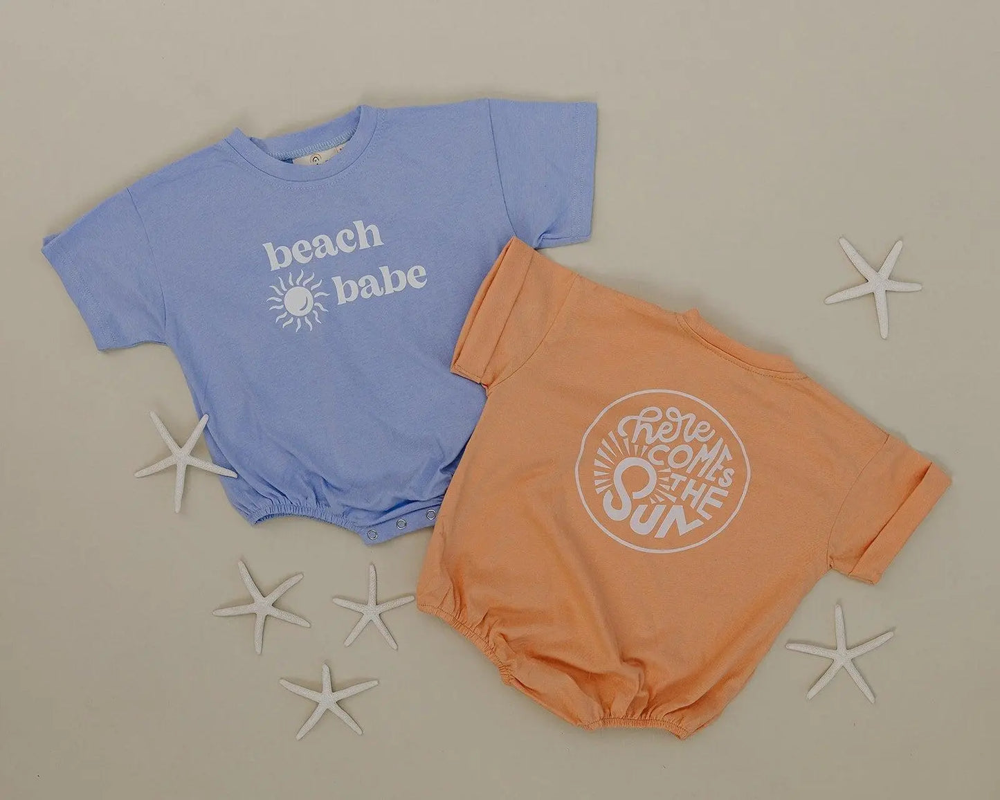 Little Joy Co. Beach Babe Cotton T Shirt Romper Snaps At Crotch Colors - Apparel & Accessories > Clothing > Baby & Toddler Clothing > Baby & Toddler Outfits