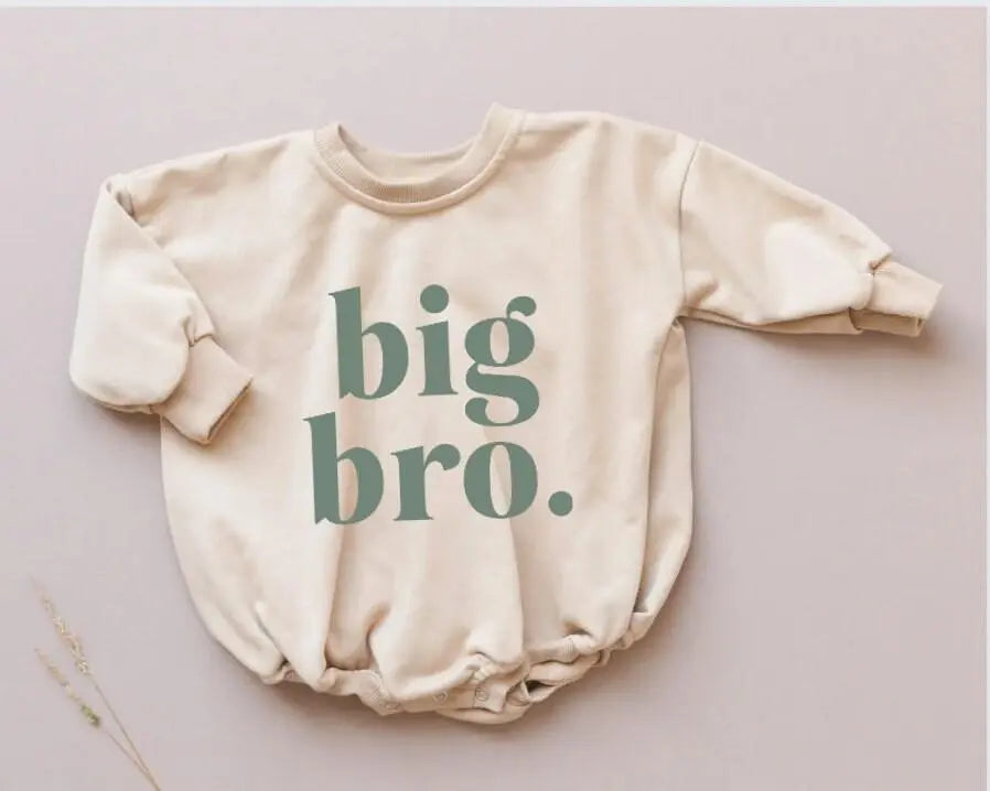 Big Bro Sweatshirt Romper Oversized Snaps at Crotch Little Joy Co. Everetts Place: Online Boutique 10.00