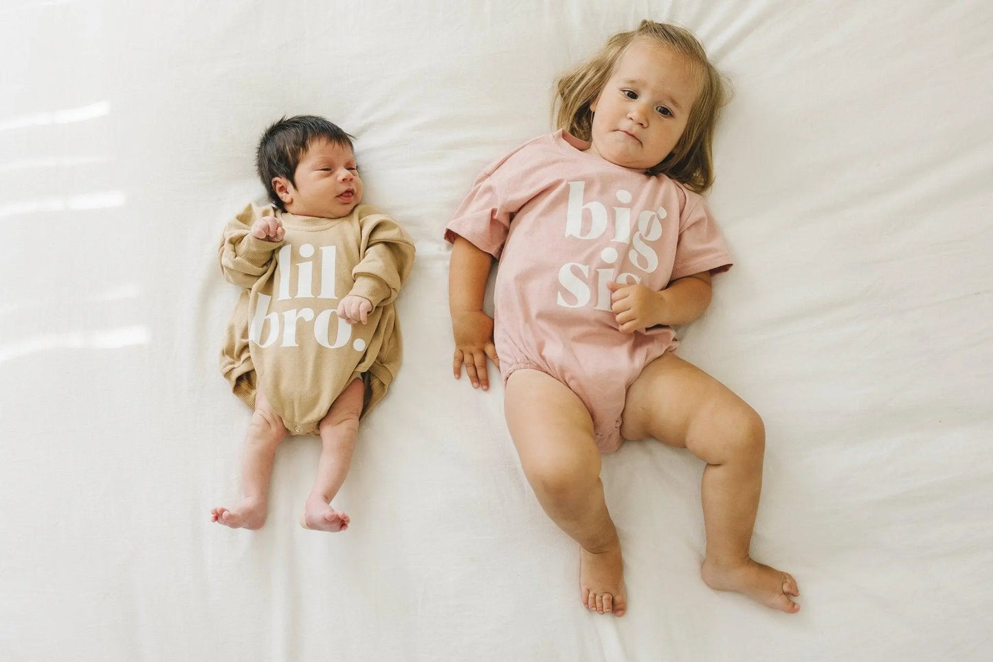 Little Joy Co. Big Sis Bubble Romper Mauve Rolled Sleeves Outfit for Girls - Apparel & Accessories > Clothing > Baby & Toddler Clothing > Baby One-Pieces