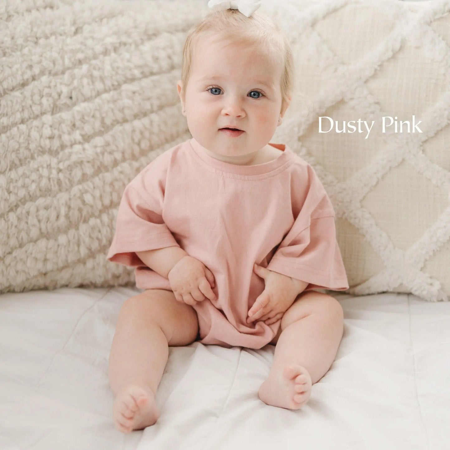 Little Joy Co. Big Sis Bubble Romper Mauve Rolled Sleeves Outfit for Girls - Apparel & Accessories > Clothing > Baby & Toddler Clothing > Baby One-Pieces