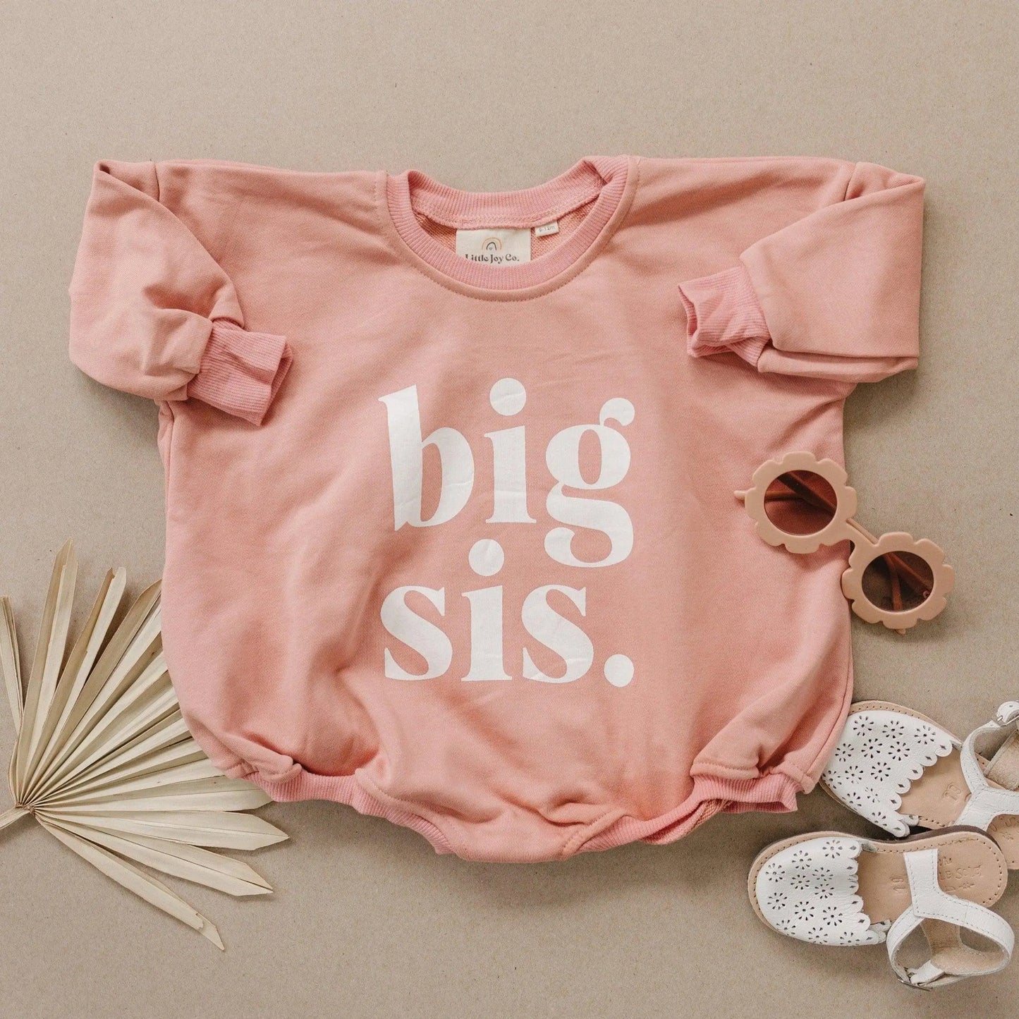 Little Joy Co. Big Sis Sweatshirt Romper Oversized With Snaps Crewneck - Apparel & Accessories > Clothing > Baby & Toddler Clothing > Baby & Toddler Outfits