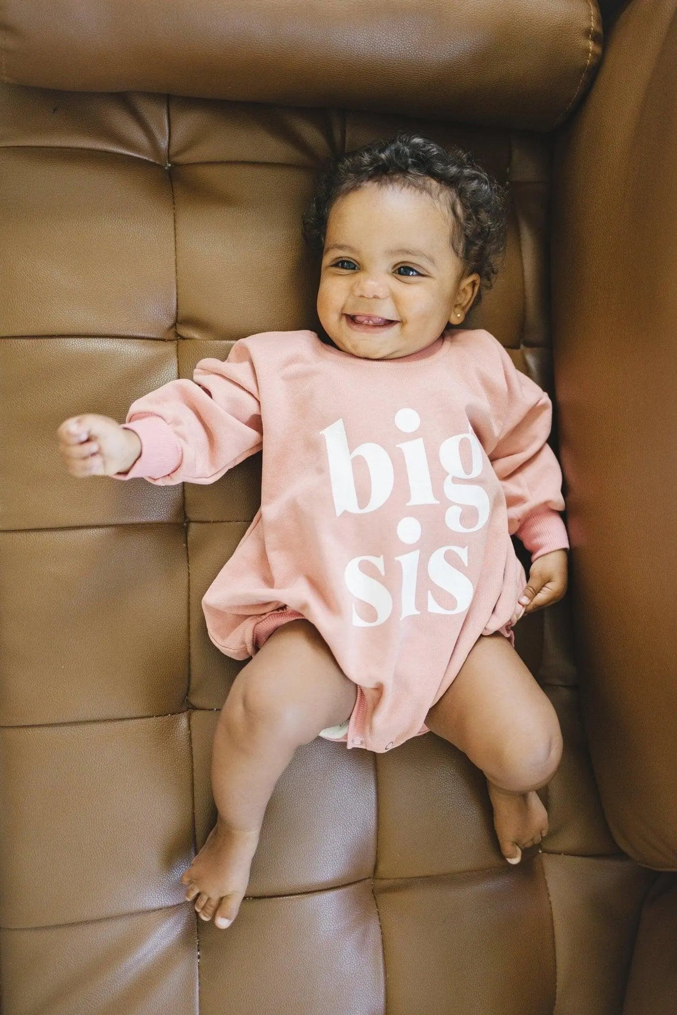 Little Joy Co. Big Sis Sweatshirt Romper Oversized With Snaps Crewneck - Apparel & Accessories > Clothing > Baby & Toddler Clothing > Baby & Toddler Outfits