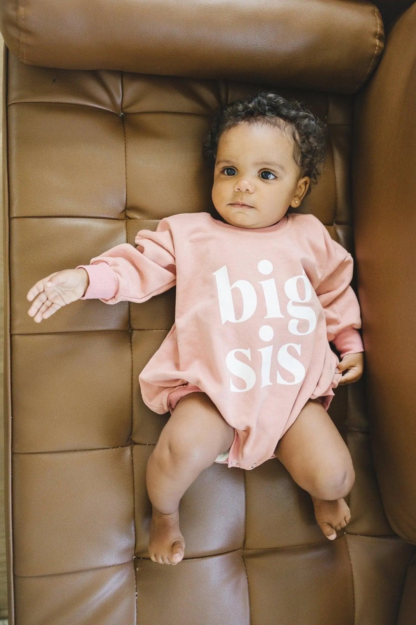Little Joy Co. Big Sis Sweatshirt Romper Oversized With Snaps Crewneck - Apparel & Accessories > Clothing > Baby & Toddler Clothing > Baby & Toddler Outfits
