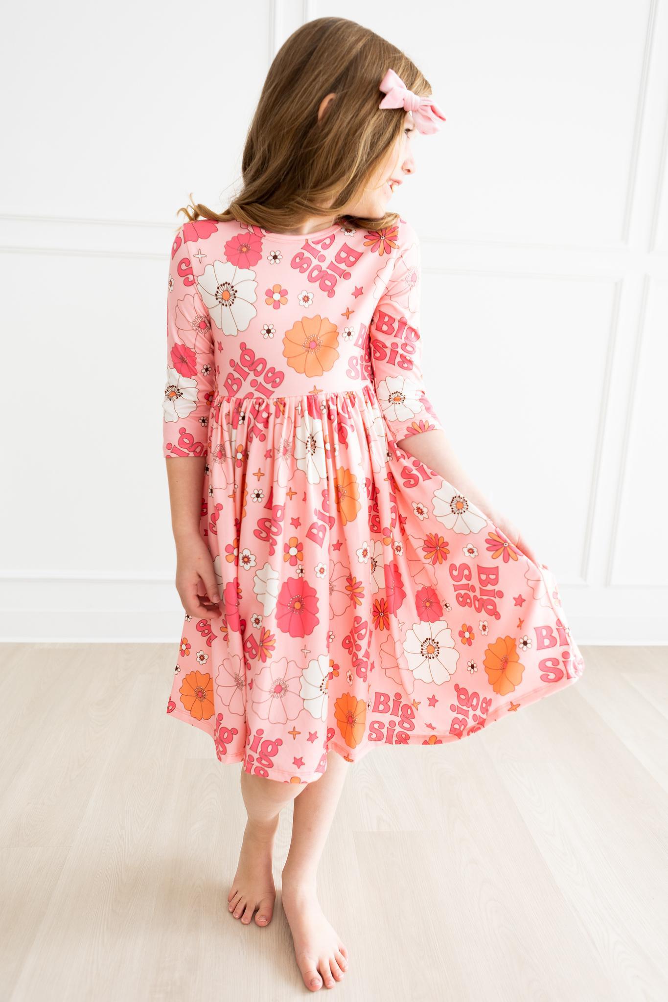 Mila & Rose ® Sale Big Sis Floral Twirl Dress For Girls Mila Rose - Apparel & Accessories > Clothing > Dresses Twirl Dress 3/4