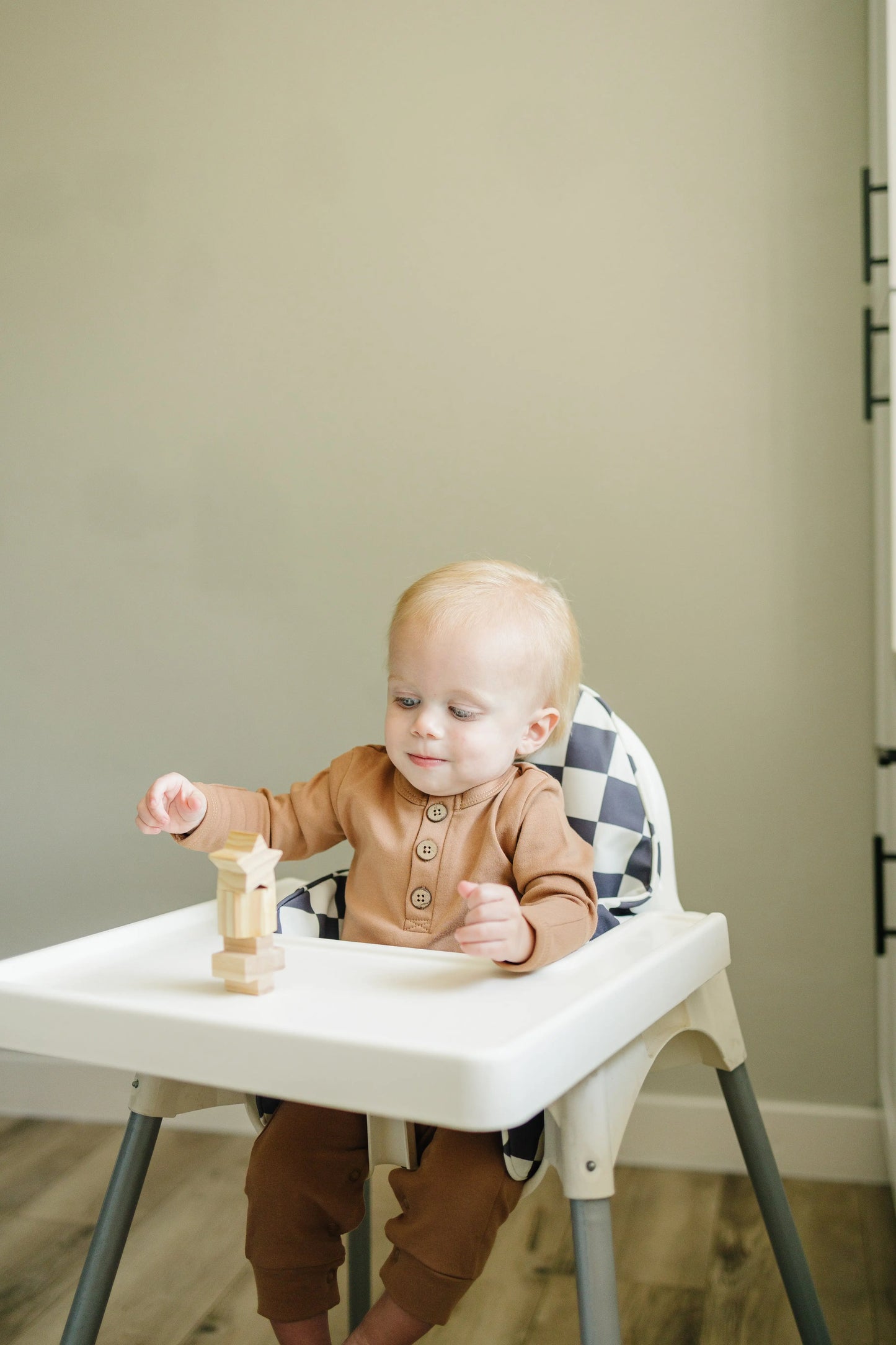 Little Joy Co. Black Checker Cushion Cover For IKEA Antilop Highchair - Furniture > Baby & Toddler Furniture > High Chair & Booster Seat Accessories