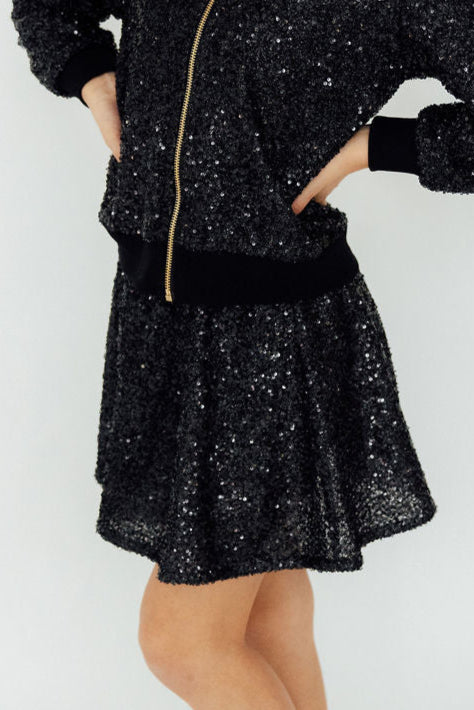 Black Sequin Twirl Skort With Attached Shorts Mila And Rose Mila & Rose ® Everetts Place: Online Boutique
