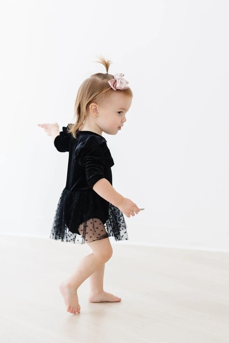 Mila & Rose ® Black Velvet Tutu Bodysuit For Baby Girl Snap Closure - Everetts Place Boutique -