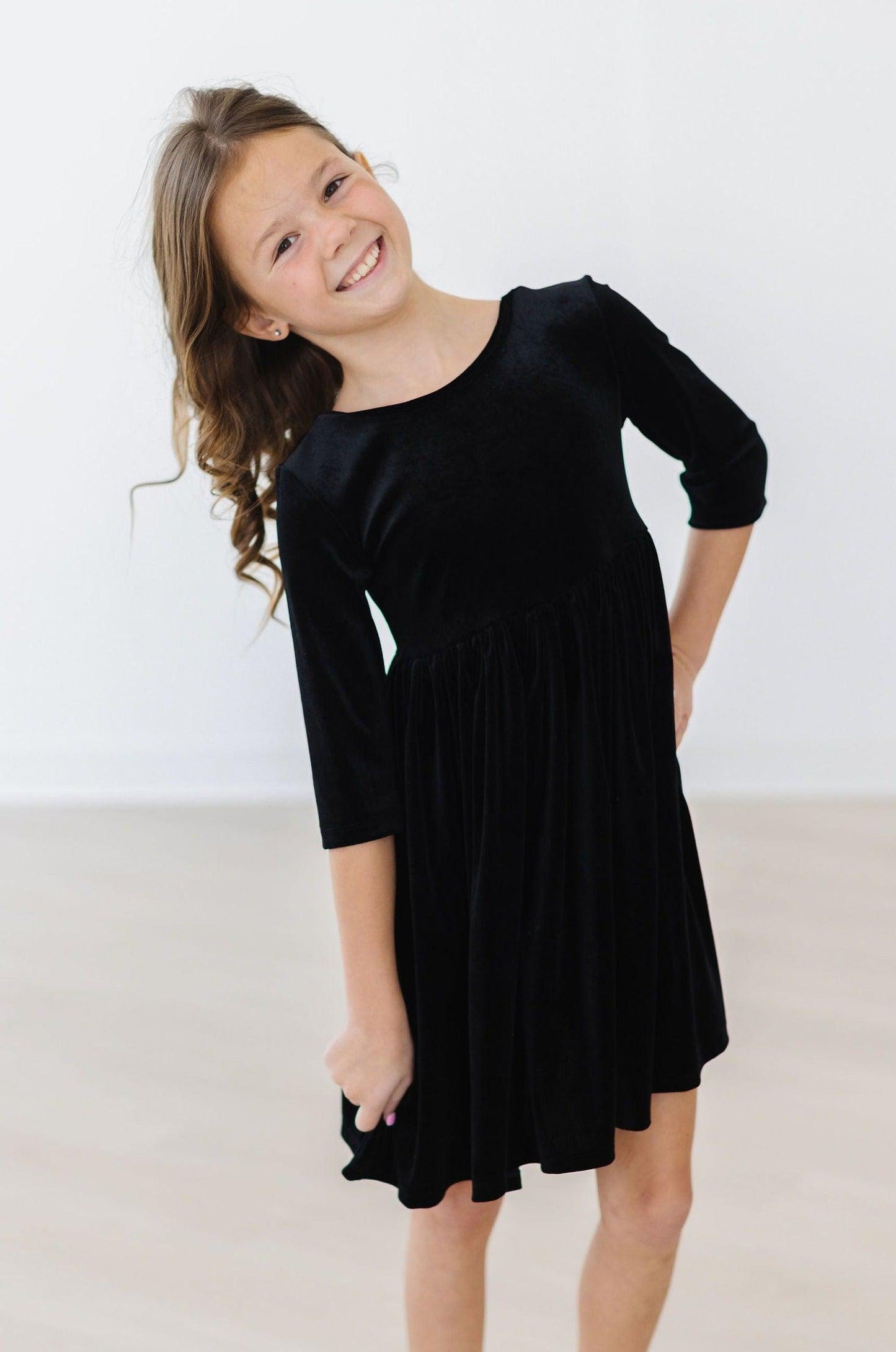 Mila & Rose ® Black Velvet Twirl Dress For Girls With Full Skirt - Apparel & Accessories > Clothing > Dresses Velvet Twirl Dress