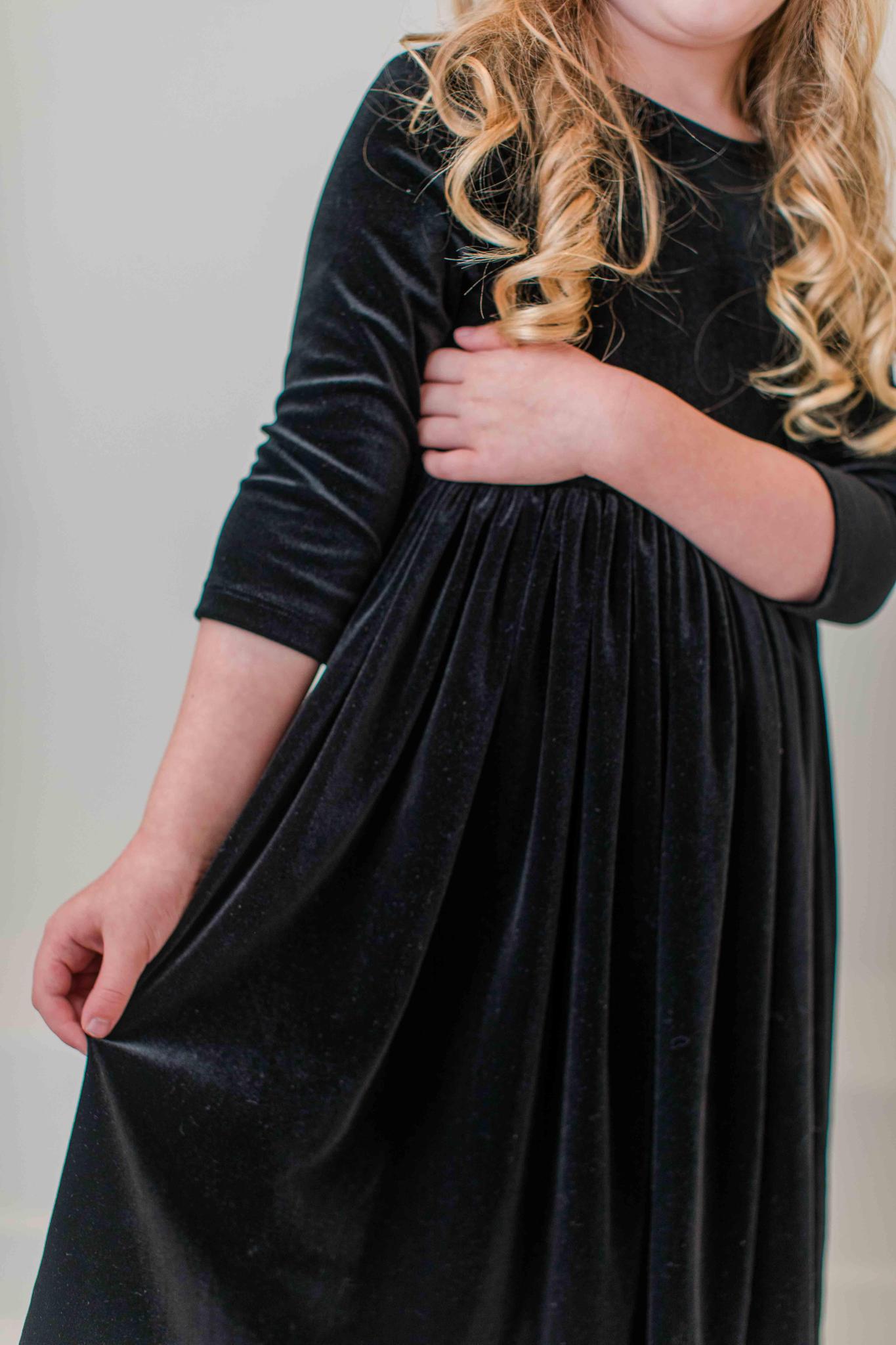 Mila & Rose ® Black Velvet Twirl Dress For Girls With Full Skirt - Apparel & Accessories > Clothing > Dresses Velvet Twirl Dress