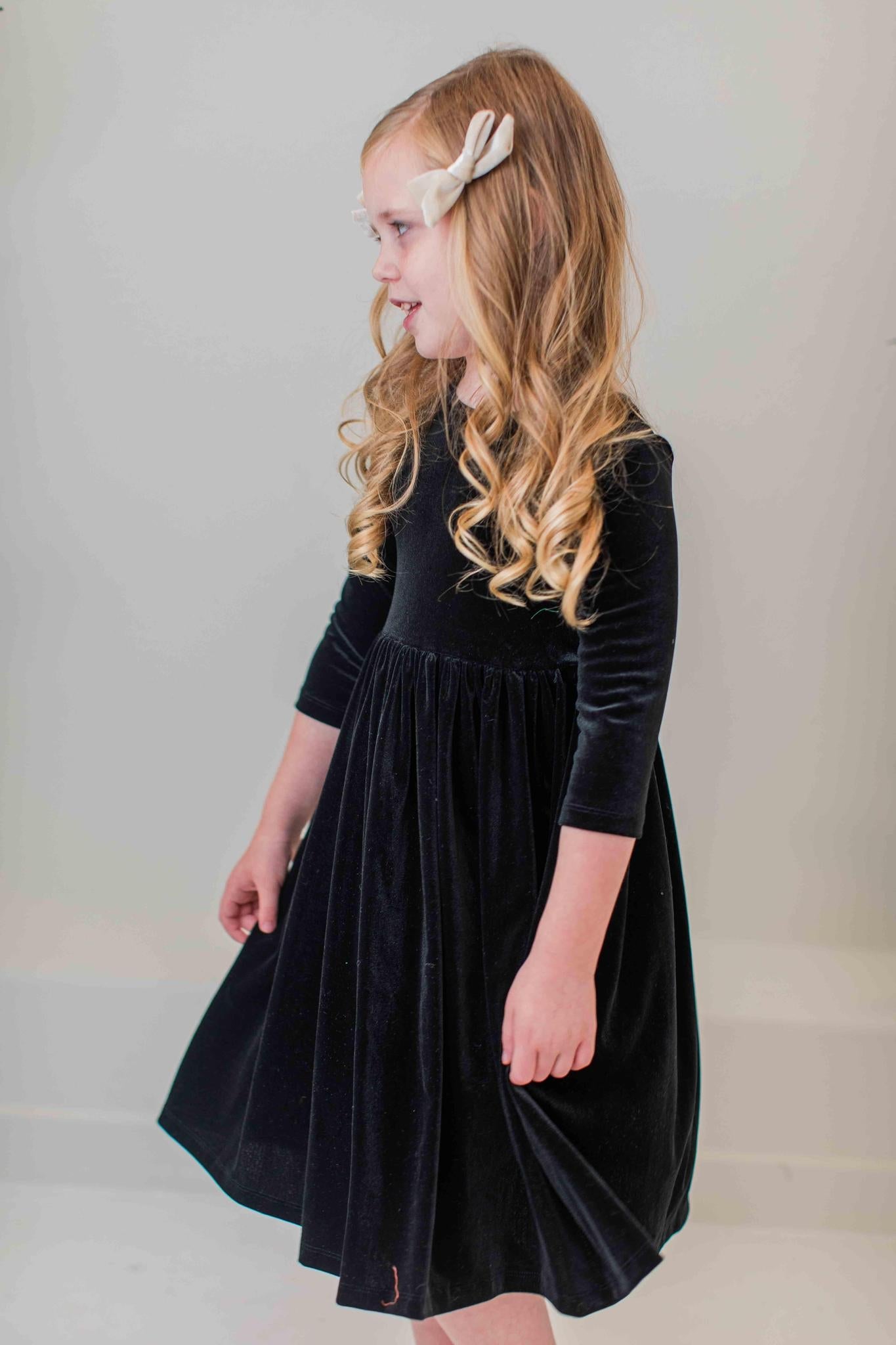 Mila & Rose ® Black Velvet Twirl Dress For Girls With Full Skirt - Apparel & Accessories > Clothing > Dresses Velvet Twirl Dress