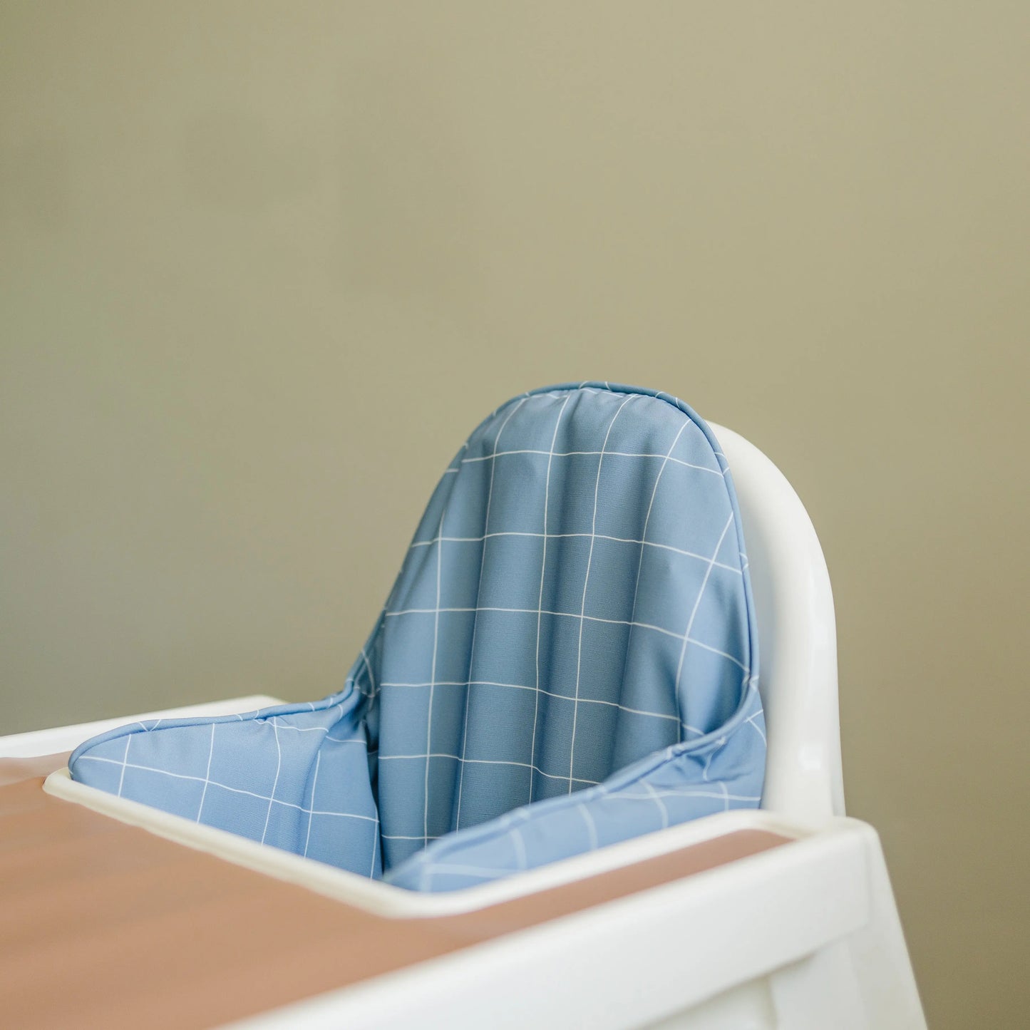 Little Joy Co. Blue Grid Cushion Cover For IKEA Antilop Highchair Wipeable - Furniture > Baby & Toddler Furniture > High Chair & Booster Seat Accessories