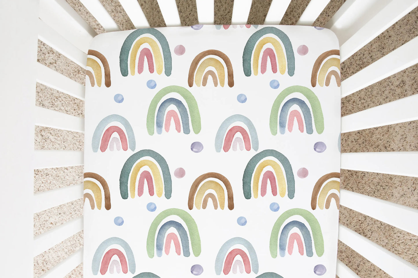Fitted Crib Sheet - Blue Rainbow Honey Lemonade