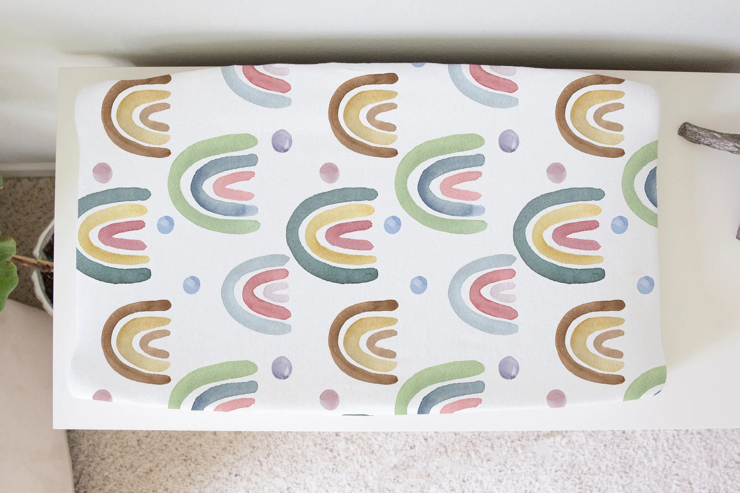 Changing Pad Cover - Blue Rainbow Honey Lemonade