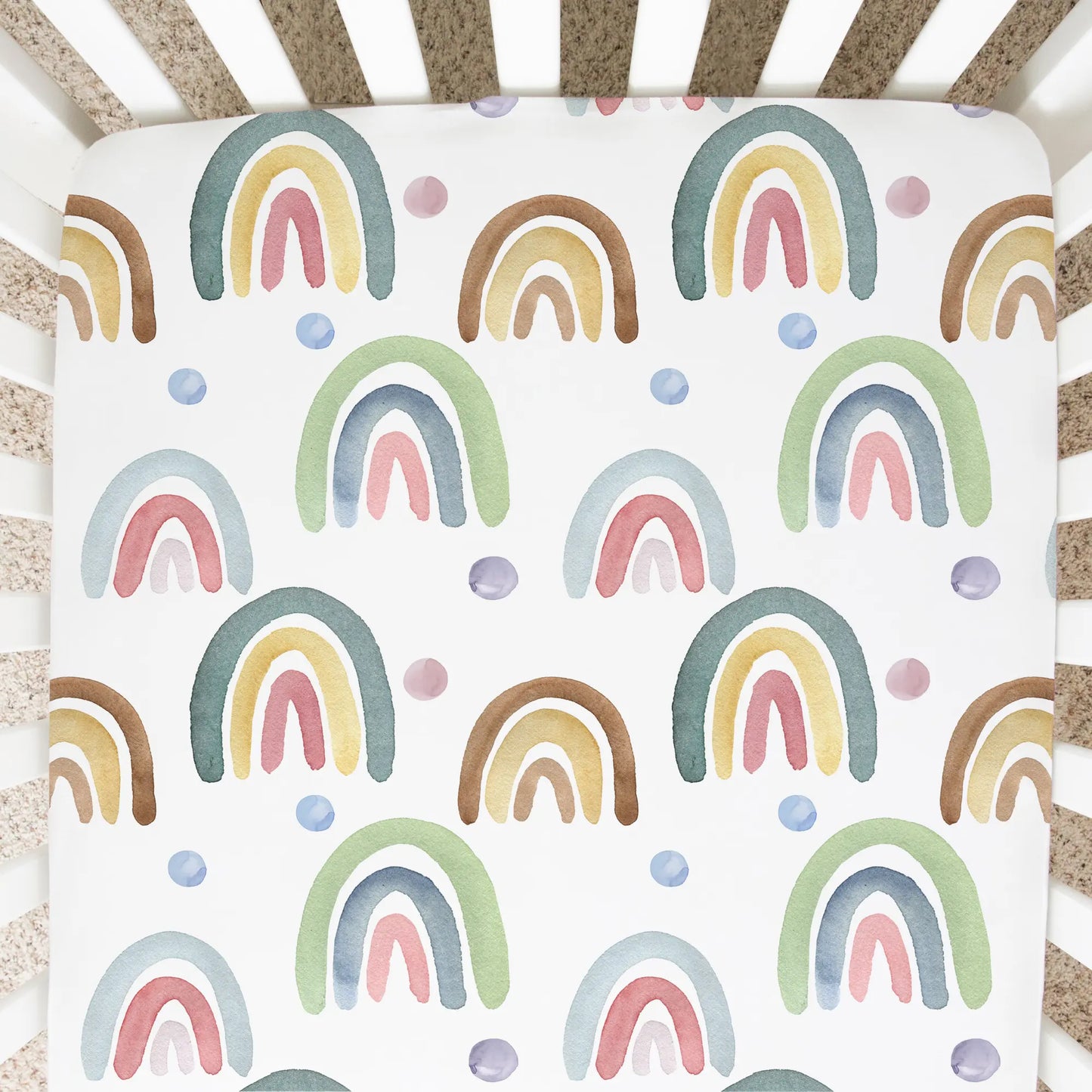 Fitted Crib Sheet - Blue Rainbow Honey Lemonade