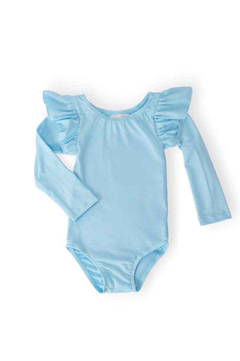 Mila & Rose ® Bluebird Long Sleeve Flutter Sleeve Leotard For Girls - Everetts Place Boutique -