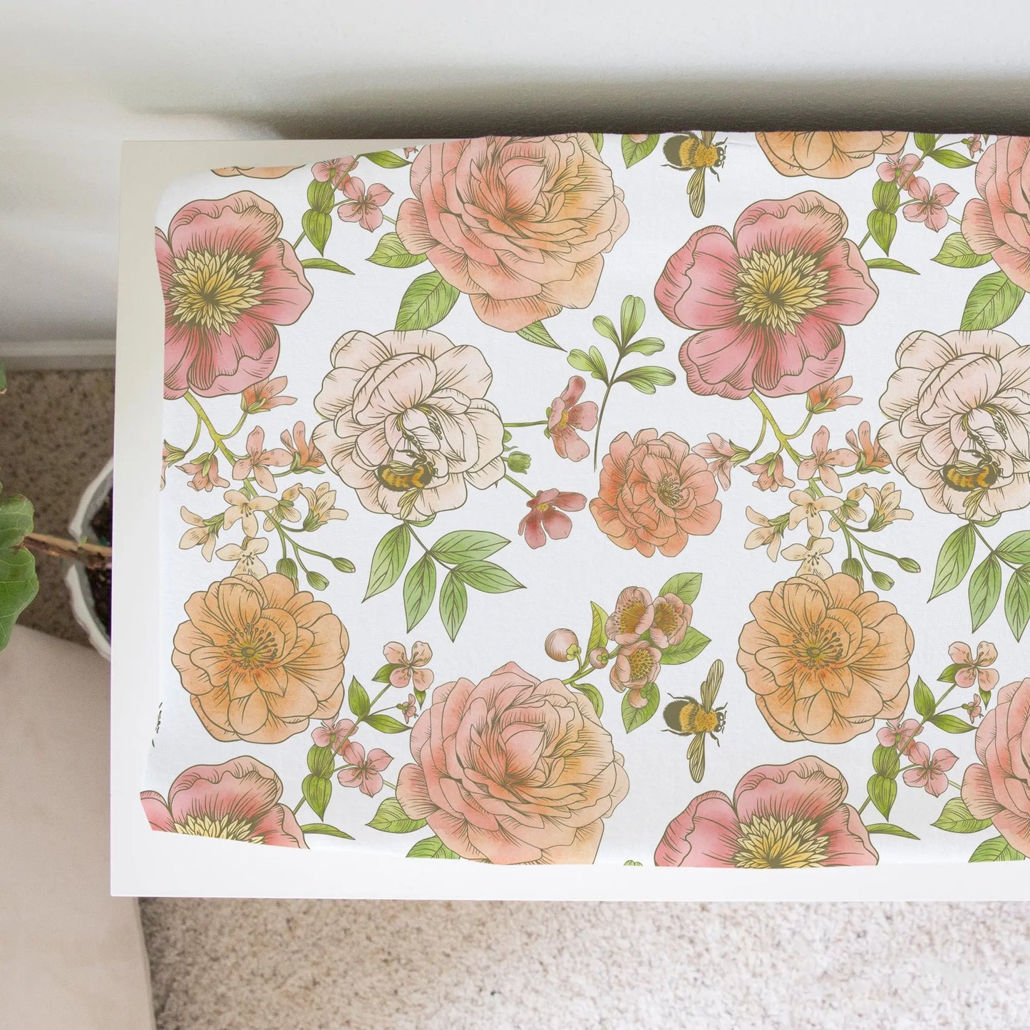 Changing Pad Cover - Botanical Floral Honey Lemonade