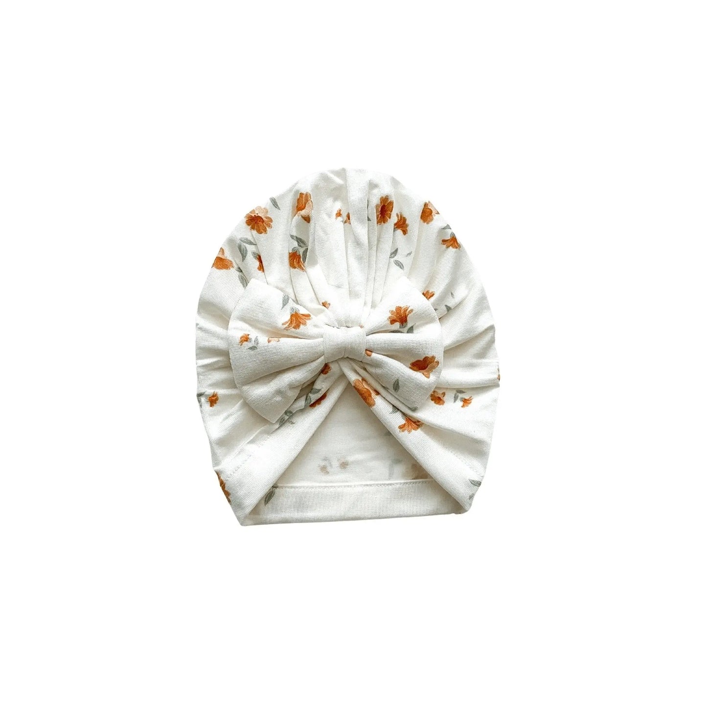 Bow Turban Hat - Falling Floral Harp Angel Boutique
