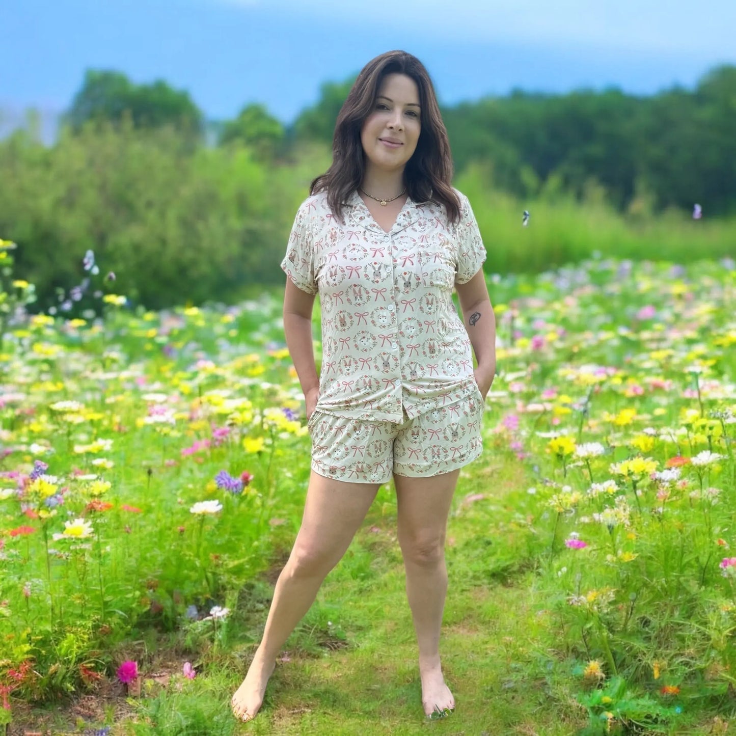 Bows & Bunnies (Women's Short Sleeve PJ) Dreamlet Everetts Place: Online Boutique