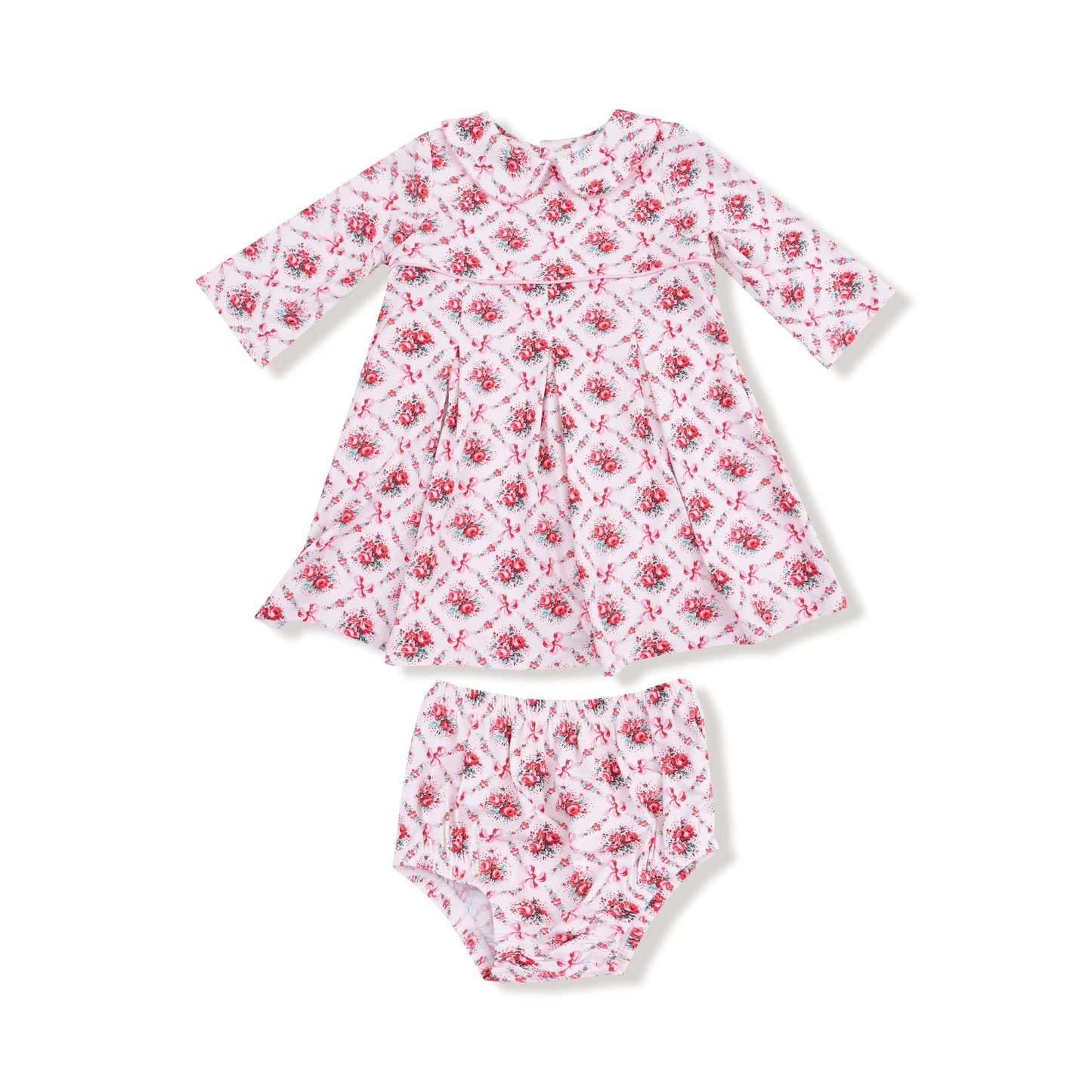 Angel Dear Box Pleat Dress With Three Quarter Sleeve Peter Pan Collar - Apparel & Accessories > Clothing > Baby & Toddler Clothing > Baby & Toddler Dresses 930