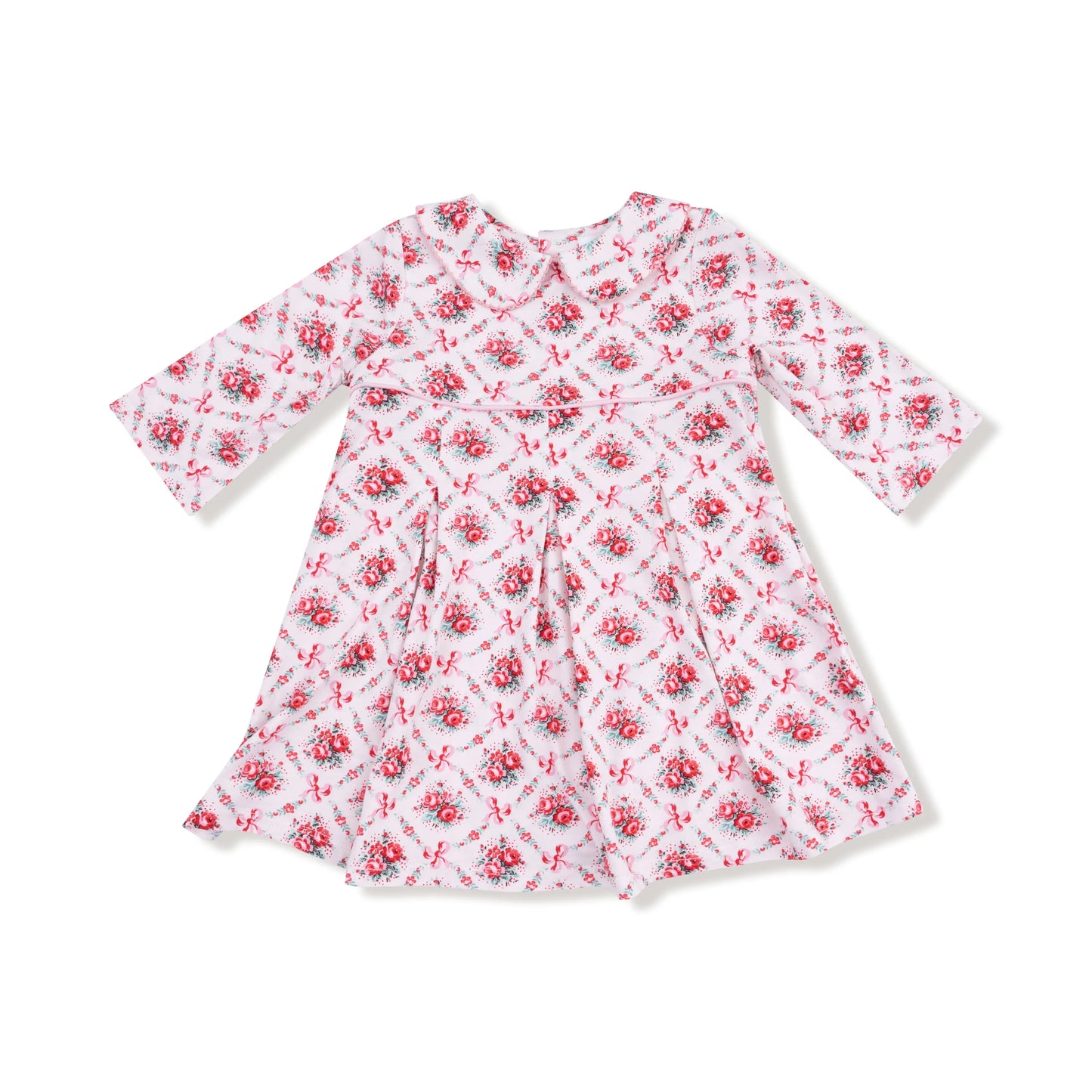 Angel Dear Box Pleat Dress With Three Quarter Sleeve Peter Pan Collar - Apparel & Accessories > Clothing > Baby & Toddler Clothing > Baby & Toddler Dresses 930
