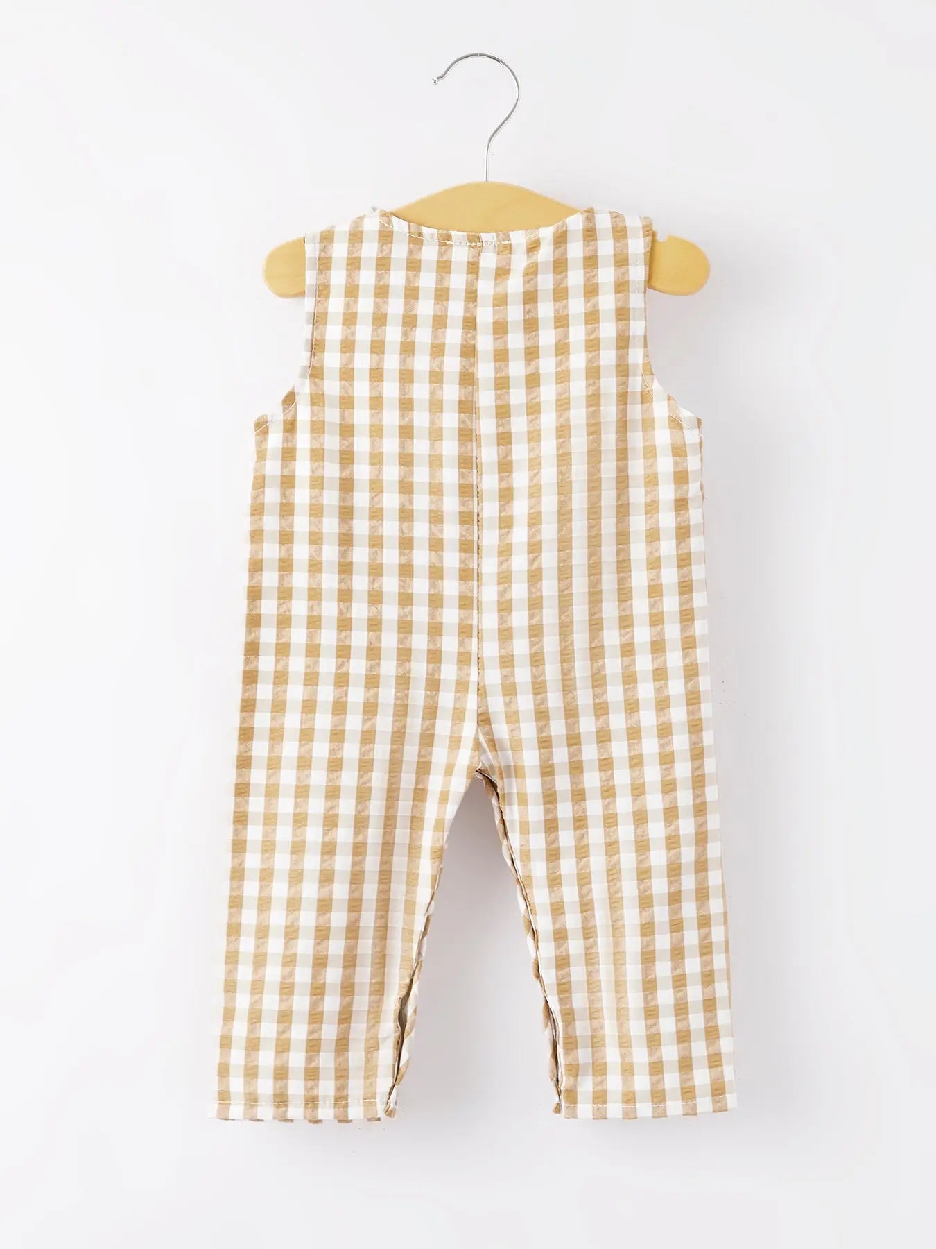 Boys Thanksgiving Smocking Embroidered Brown Plaid Romper Rylee Faith Designs Everetts Place: Online Boutique