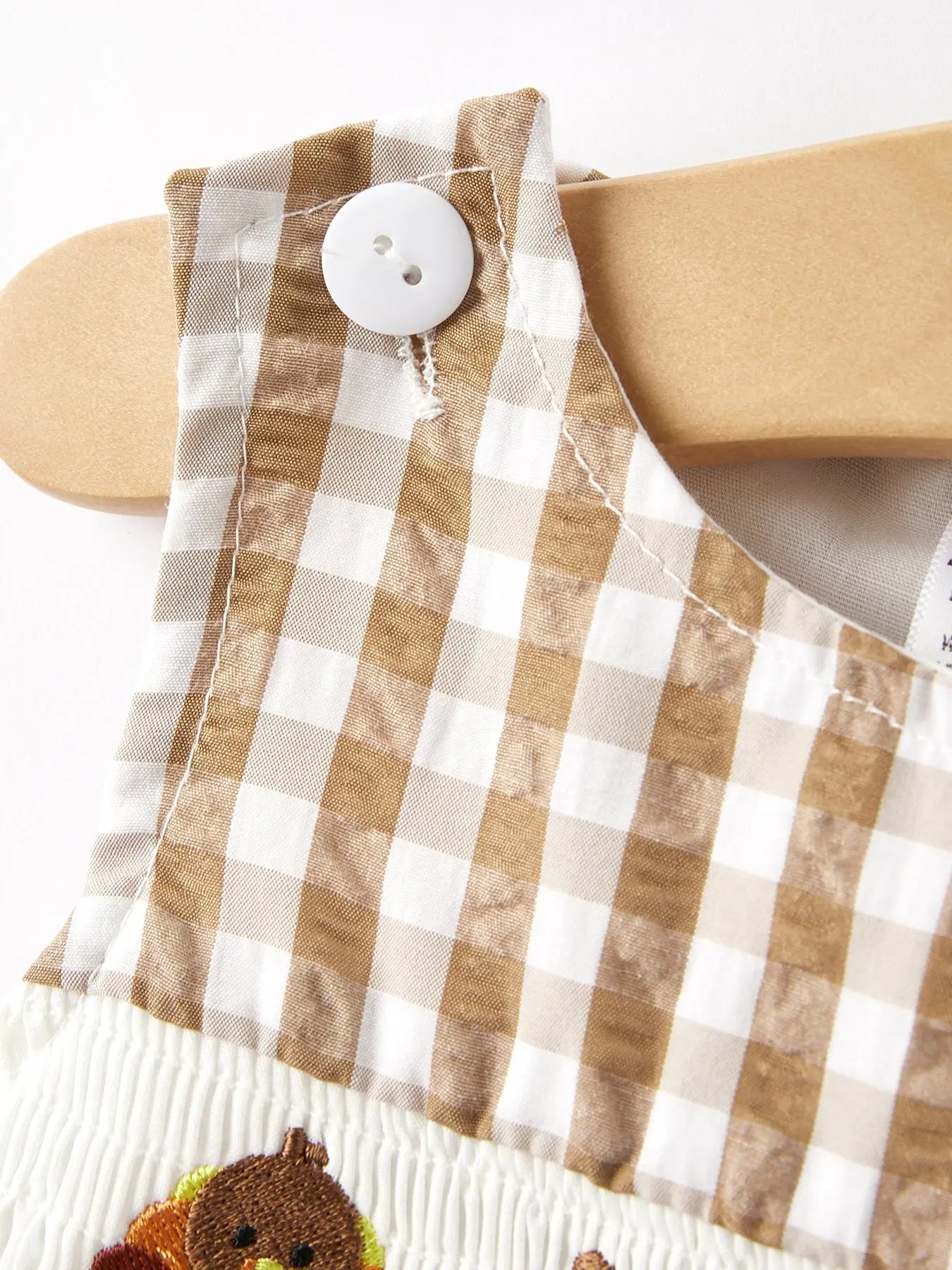 Boys Thanksgiving Smocking Embroidered Brown Plaid Romper Rylee Faith Designs Everetts Place: Online Boutique