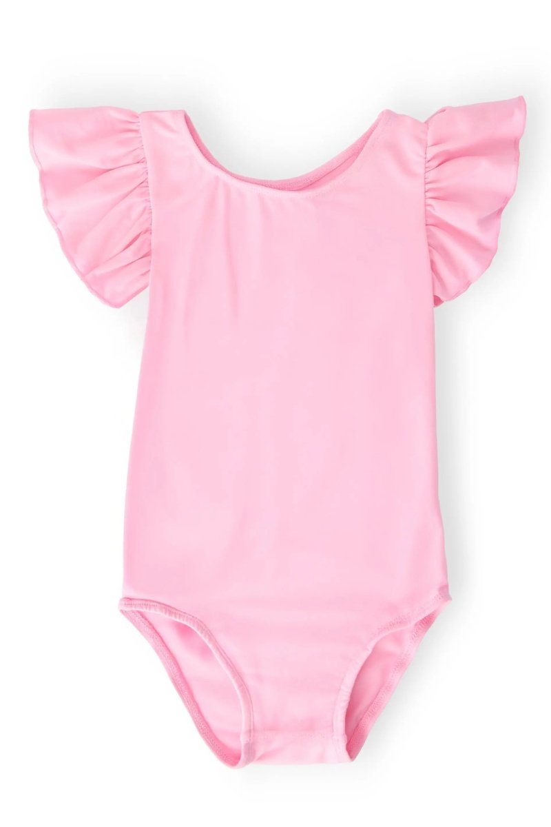 Mila & Rose ® Bubblegum Pink Short Sleeve Flutter Leotard For Girls - Everetts Place Boutique -